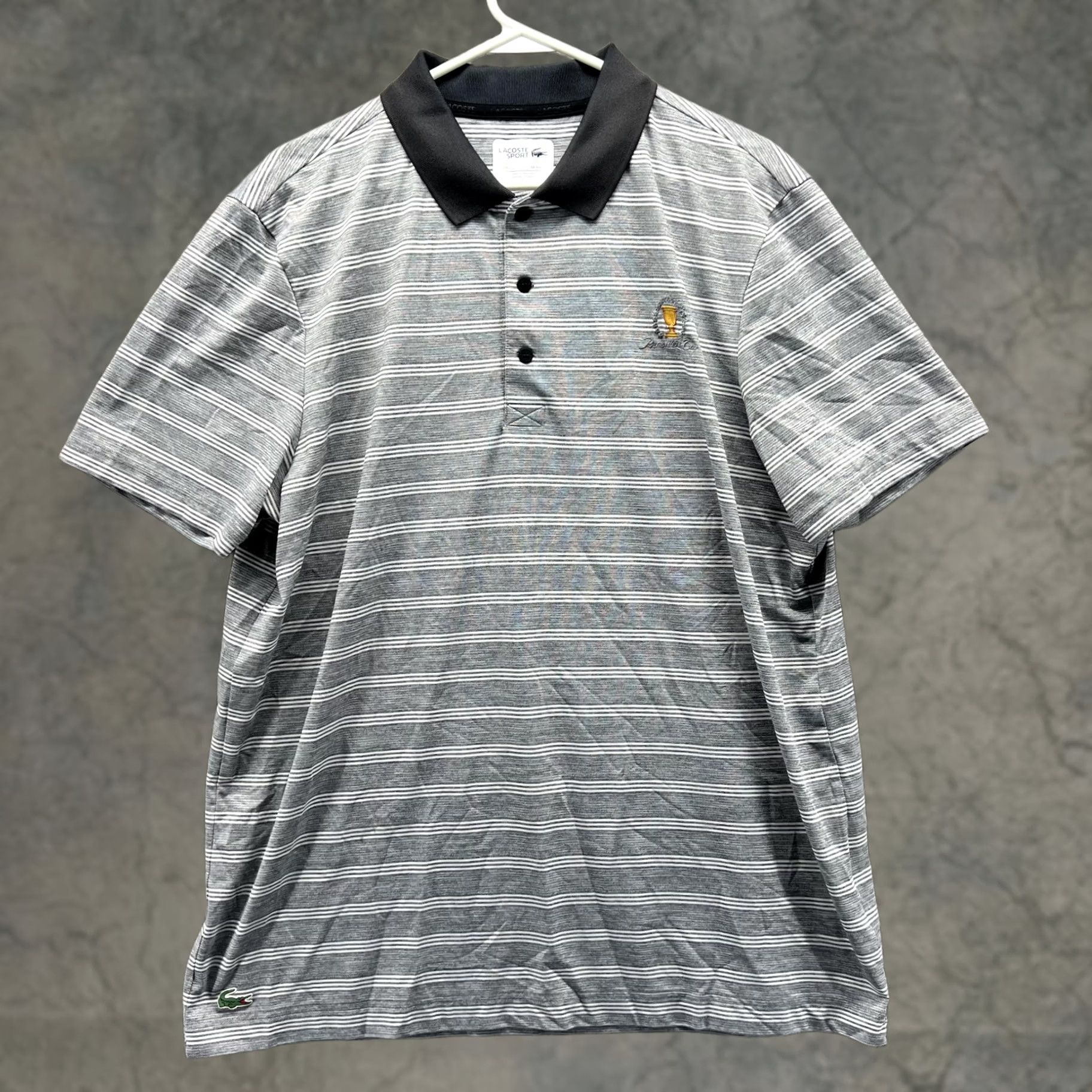 Lacoste Lacoste Polo Shirt Men XXL Gray Striped Polyester Casual Sport Shirt Size US XXL / EU 58 / 5 - 1 Thumbnail