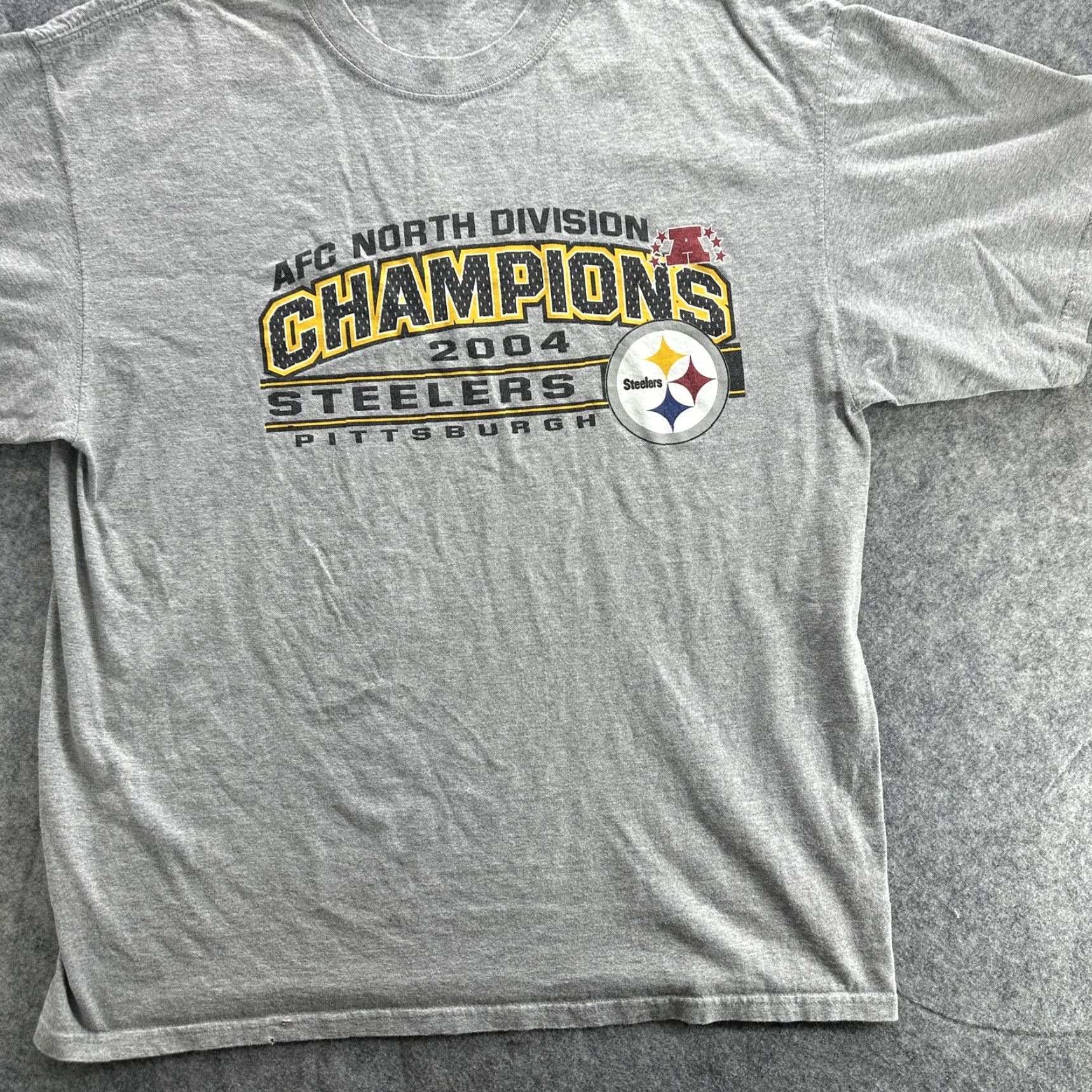 NFL VINTAGE Steelers Shirt Mens XL Gray 2004 AFC North Champions NFL Tee Size US XL / EU 56 / 4 - 3 Thumbnail