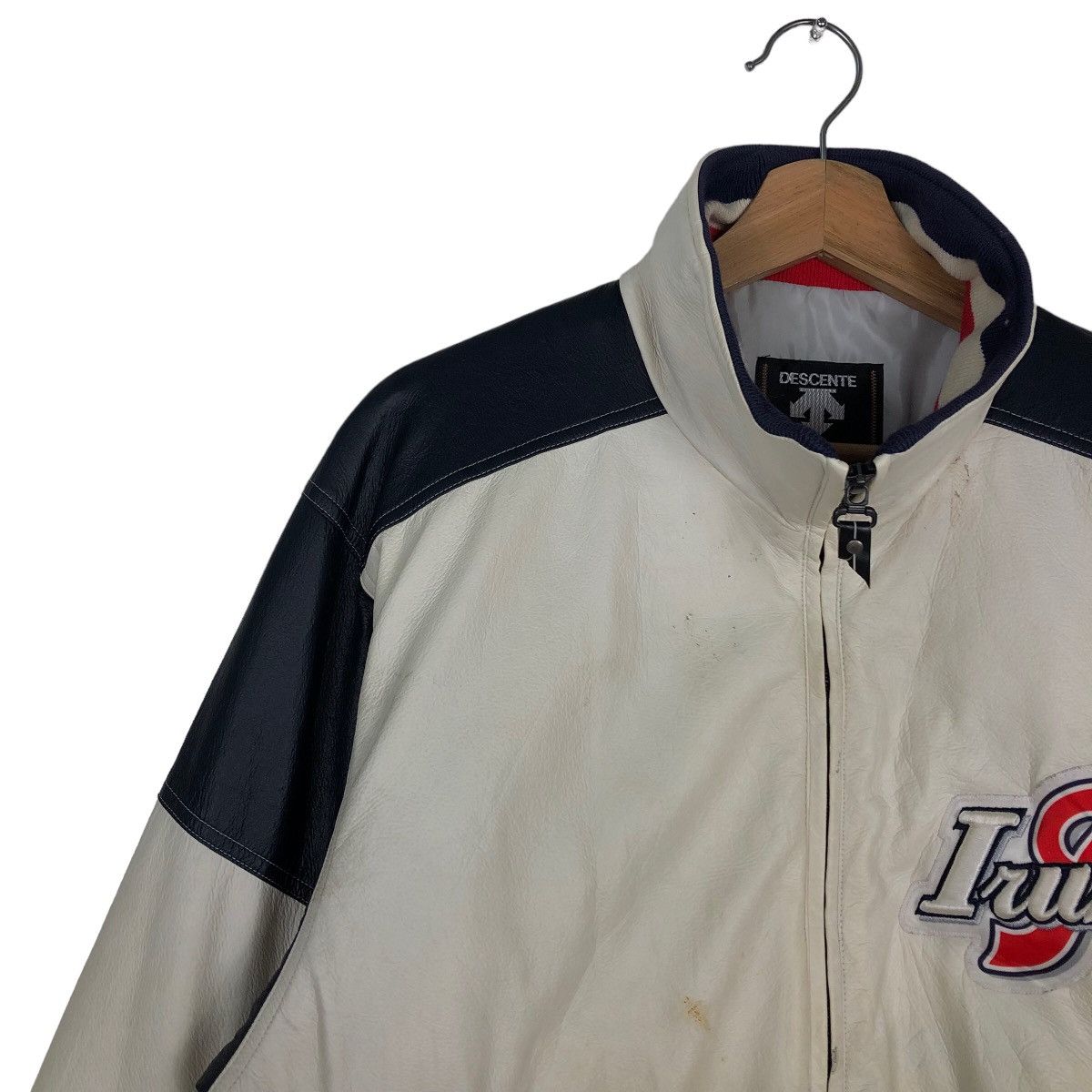 Japanese Brand 🔥Vintage Leather Bomber Jacket Descente Japan Big Logo Size US M / EU 48-50 / 2 - 6 Thumbnail