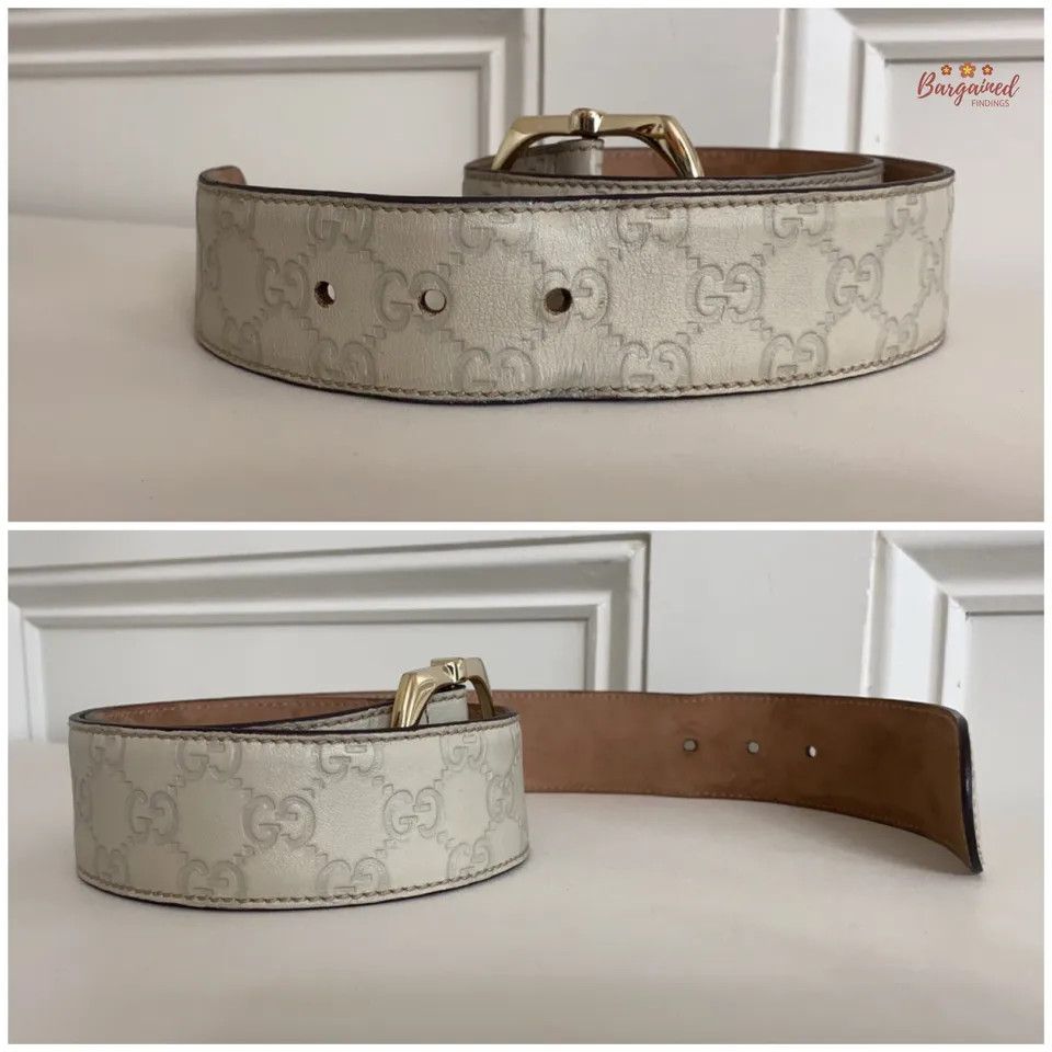 Gucci Gucci GG Embossed Signature Leather Gold Pin Buckle Belt Size 30 - 2 Thumbnail