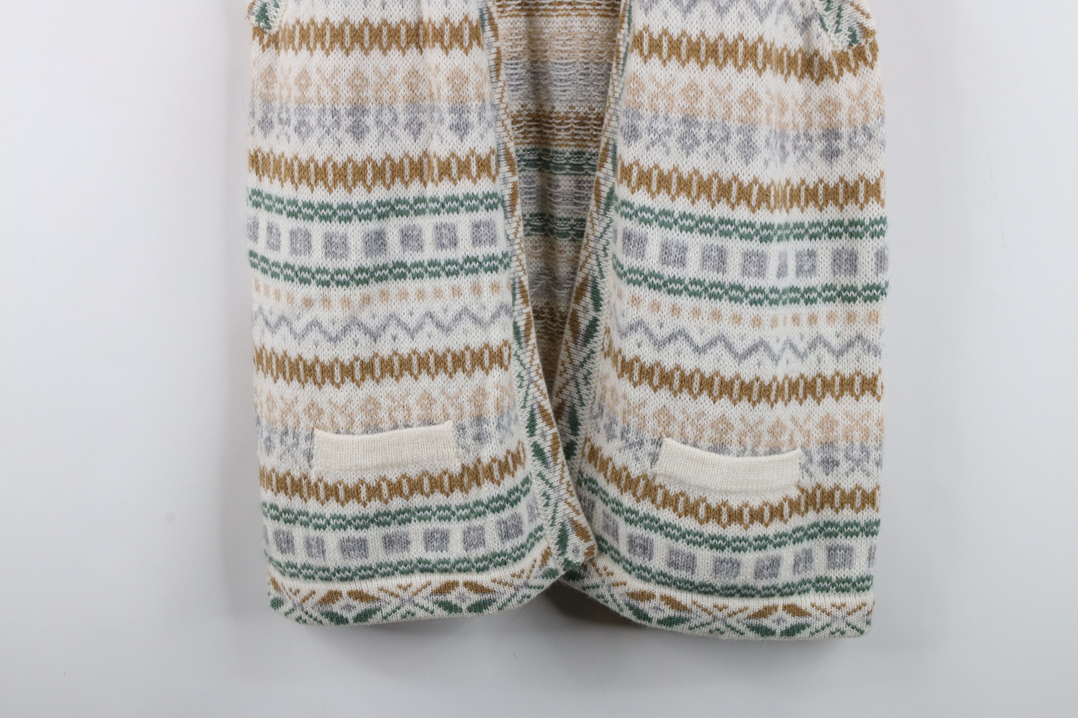 Vintage Vintage 90s Wool Knit Fair Isle Open Front Cardigan Sweater Size M / US 6-8 / IT 42-44 - 3 Thumbnail