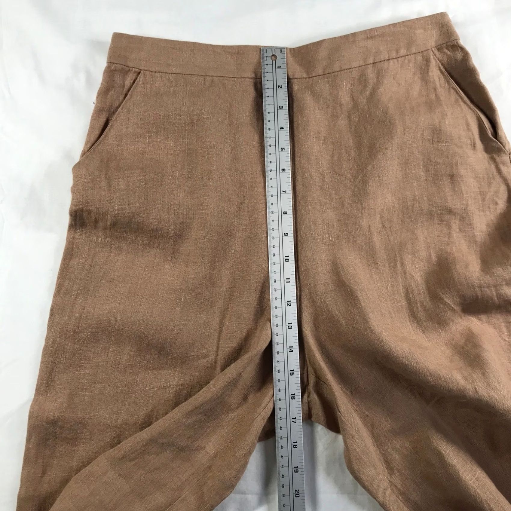 Vintage Vetta Capsule Wide Leg Pants Size 14 Dusty Blush 100% Linen High Rise NWT USA Size 36" / US 14 / IT 50 - 3 Thumbnail