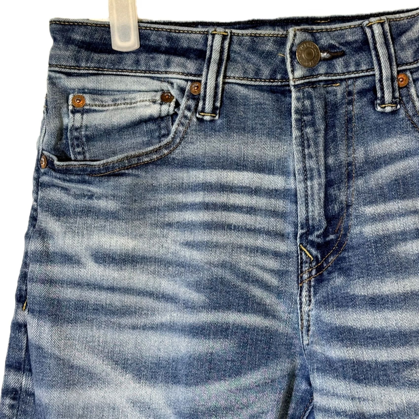 American Eagle Outfitters American Eagle Jeans Women’s 29 × 30 Blue Denim Stretch Skinny Whiskered Excellent Size 29" - 4 Thumbnail