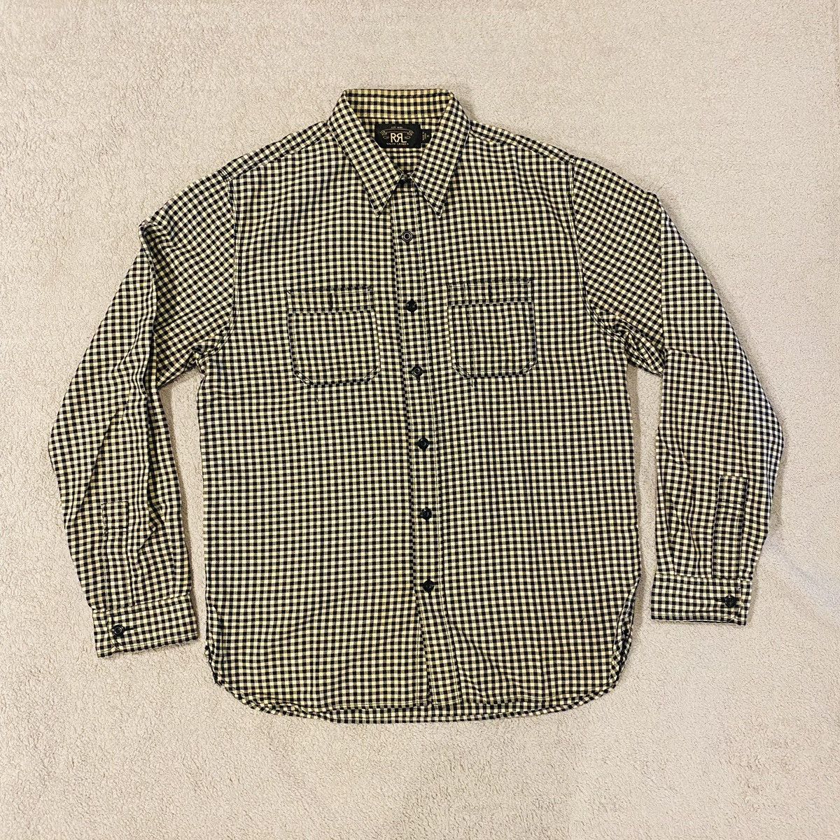 image of Rrl Ralph Lauren Ralph Laurent Double Rl Black & White Checker Shirt Medium, Men's