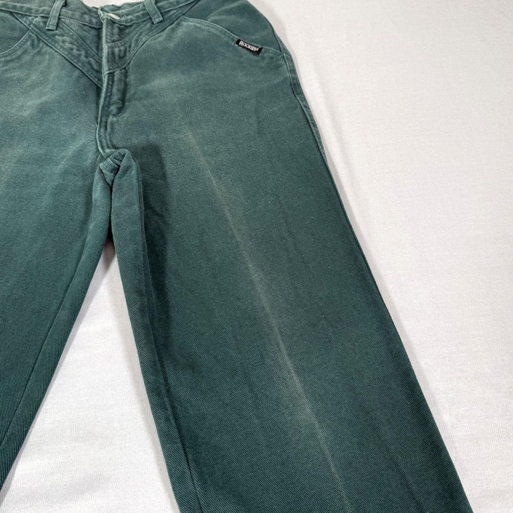 Vintage VINTAGE Rockies Jeans Womens 7 Green Slim Fit Denim Pants 90s Straight High Rise 36 In Inseam Mens Womens Girls Boys Size 28" / US 6 / IT 42 - 4 Thumbnail