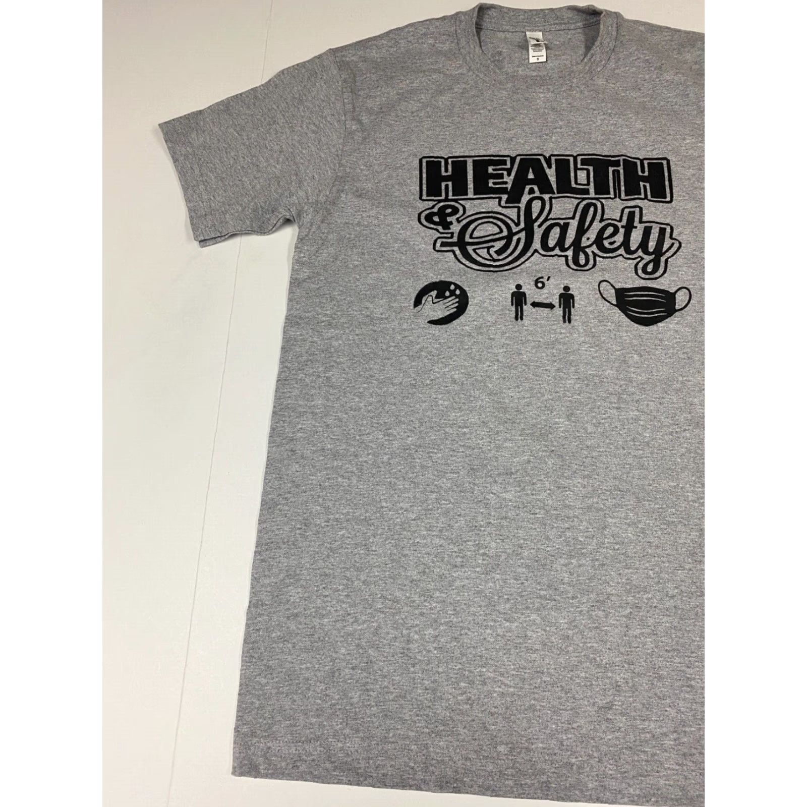 Next Level Health Safety Mens Shirt Small gray graphic T-Shirt Crew Neck Short Sleeve Logo Cotton Spandex Classic Music Stars Size US S / EU 44-46 / 1 - 3 Thumbnail