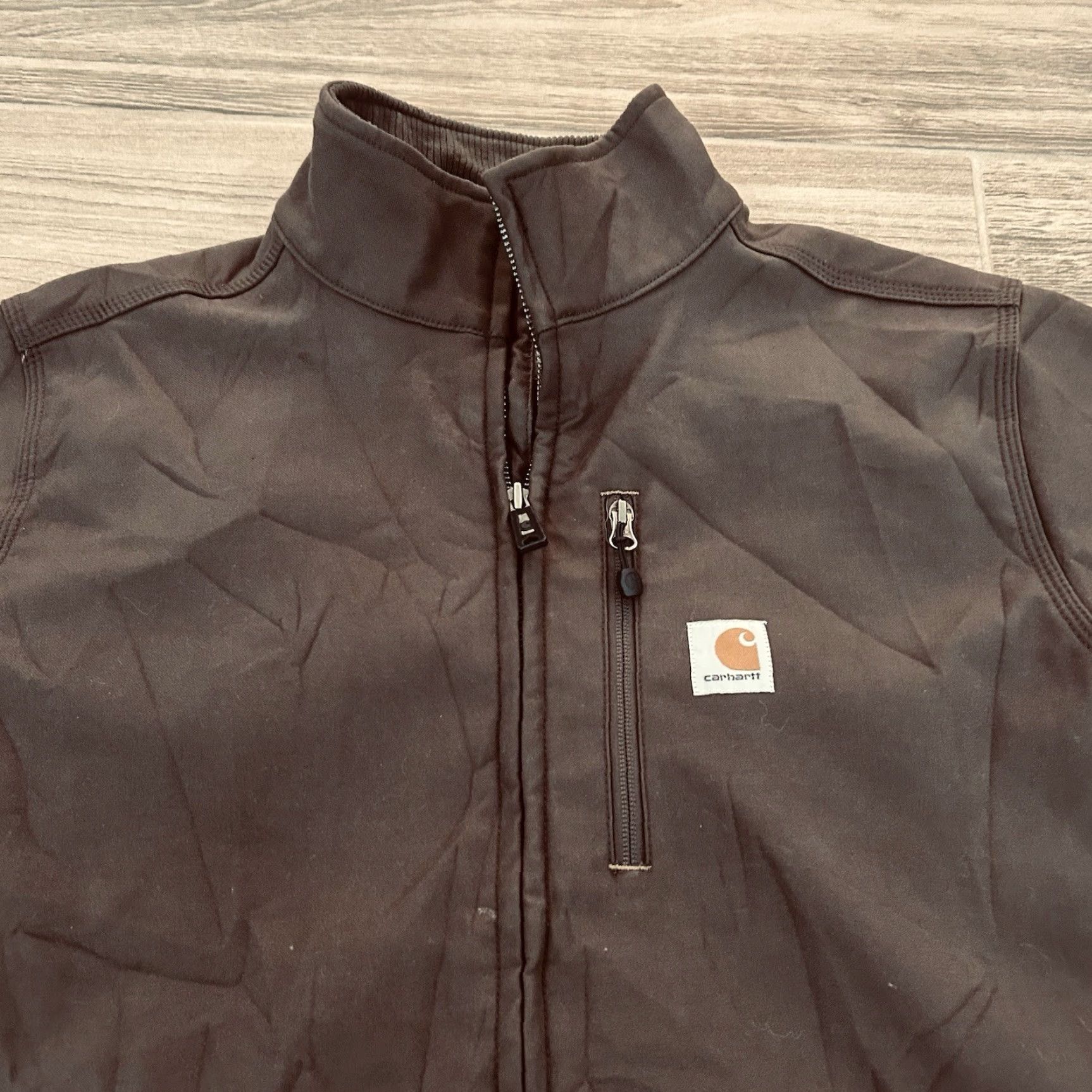Carhartt Pineville Quick Duck Jacket Fleece Lined Brown Full Zip Mens M