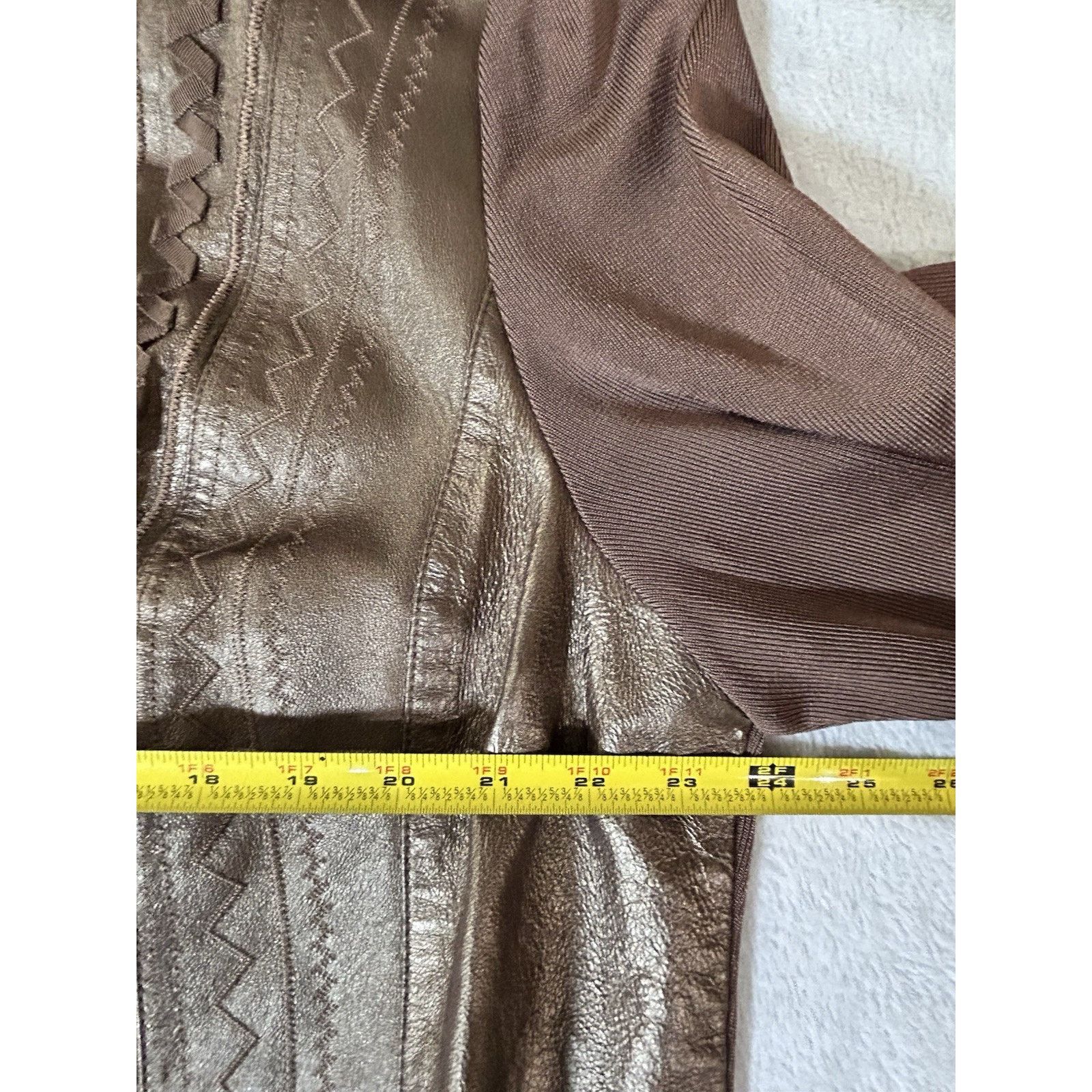 Other Nygard Women Leather/Knit Full Zip Jacket Bronze Size 3XL Size 3XL / US 20-22 - 3 Thumbnail