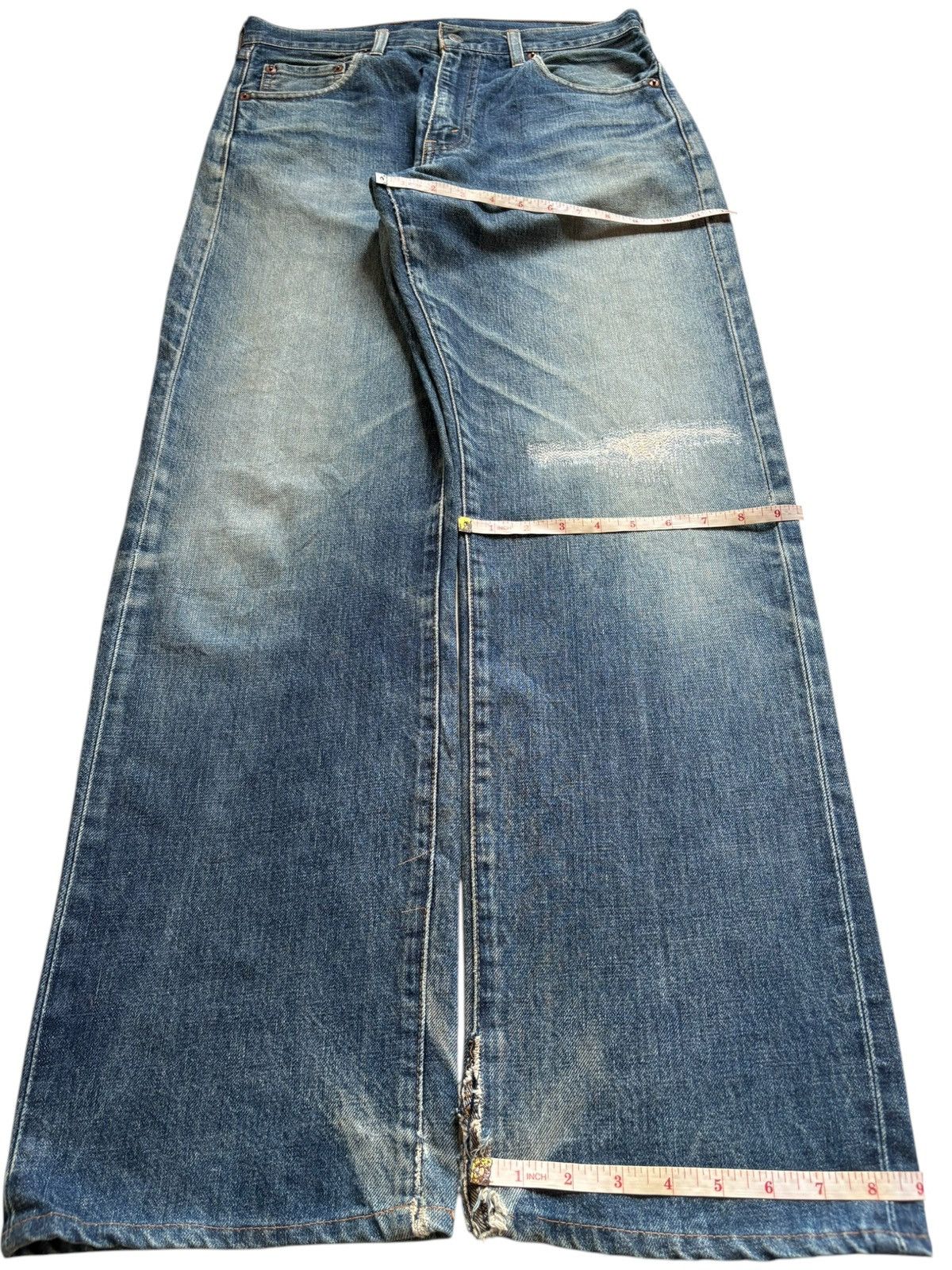 Levi's Vintage 80 Levis 504Z Big E Selvedge Baggy Jeans Size US 31 - 13 Thumbnail
