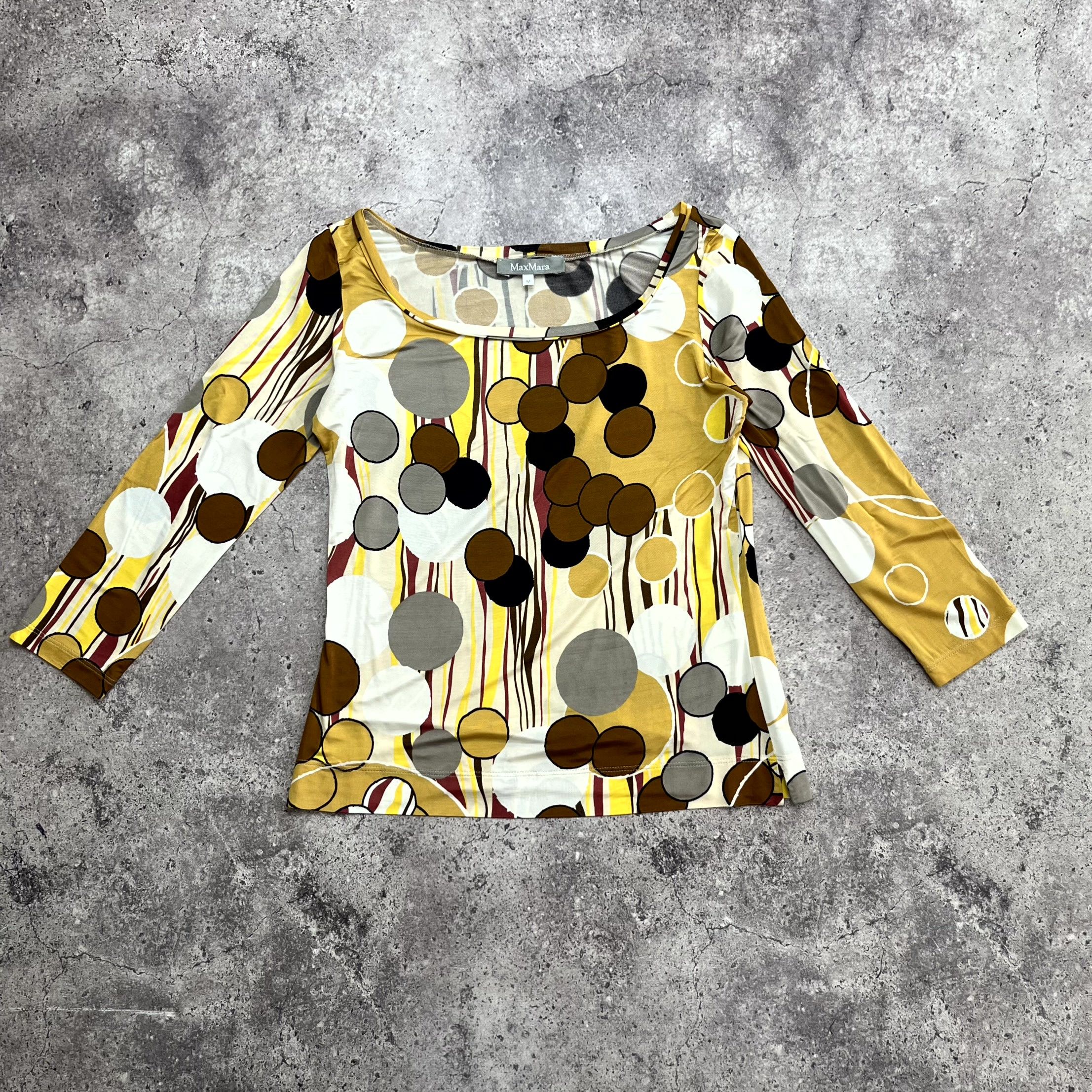 Max Mara MaxMara Abstract Polka Dot Yellow Top Blouse Size M Size M / US 6-8 / IT 42-44 - 1 Thumbnail