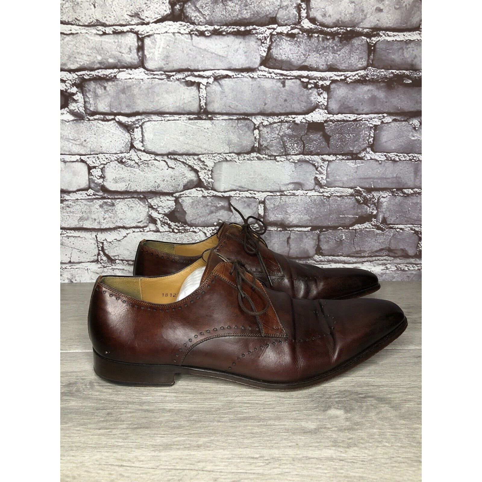 Magnanni Magnanni Neiman Marcus Burnished Brown Leather Wingtip Dress Size US 10 / EU 43 - 14 Thumbnail