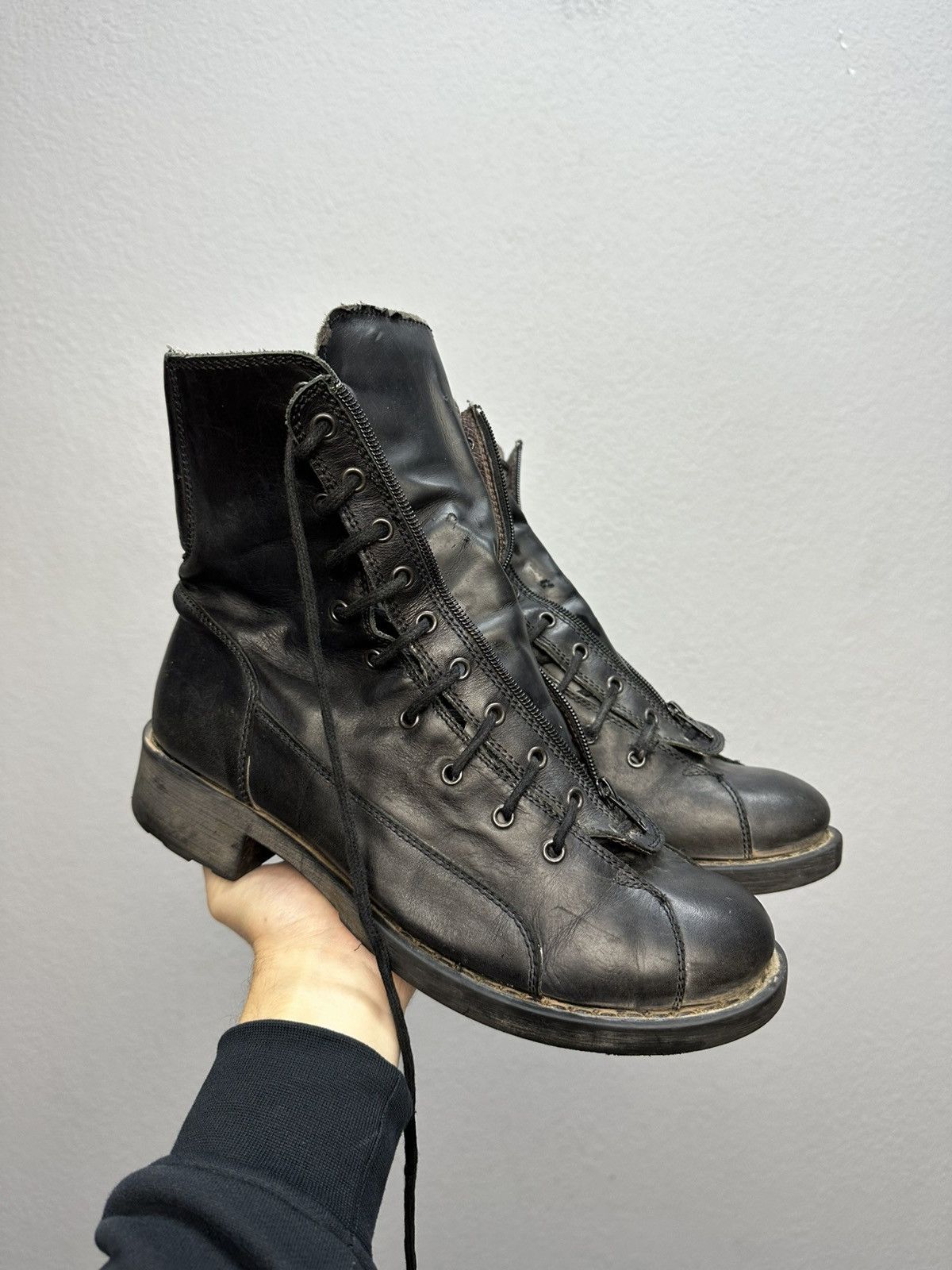 Vintage AS 98 Vibe Artisan Black Biker Boots Guidi Style