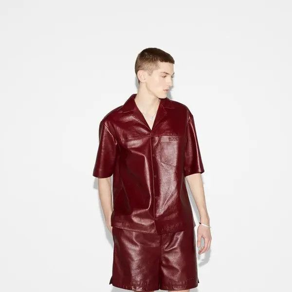Gucci o1loc1c1225 790536 Leather Shirt With Gucci Detail in Red Size US S / EU 44-46 / 1 - 3 Thumbnail