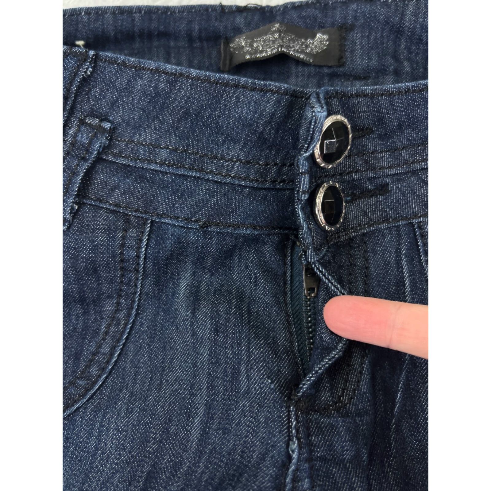 Denime Clash Jeans Womens City Preppy 5-Pocket Denim Dark Blue Skinny Low Rise 29x30 Regular Size 9 Slim Stretch Cotton Size 30" / US 8 / IT 44 - 5 Thumbnail