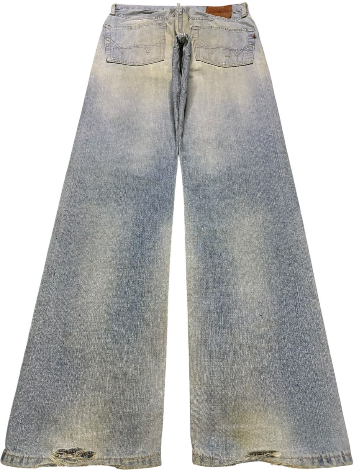 Edwin Vintage Edwin 505ZX Selvedge Mud Wash Distressed Loose Jeans Size US 30 / EU 46 - 3 Thumbnail