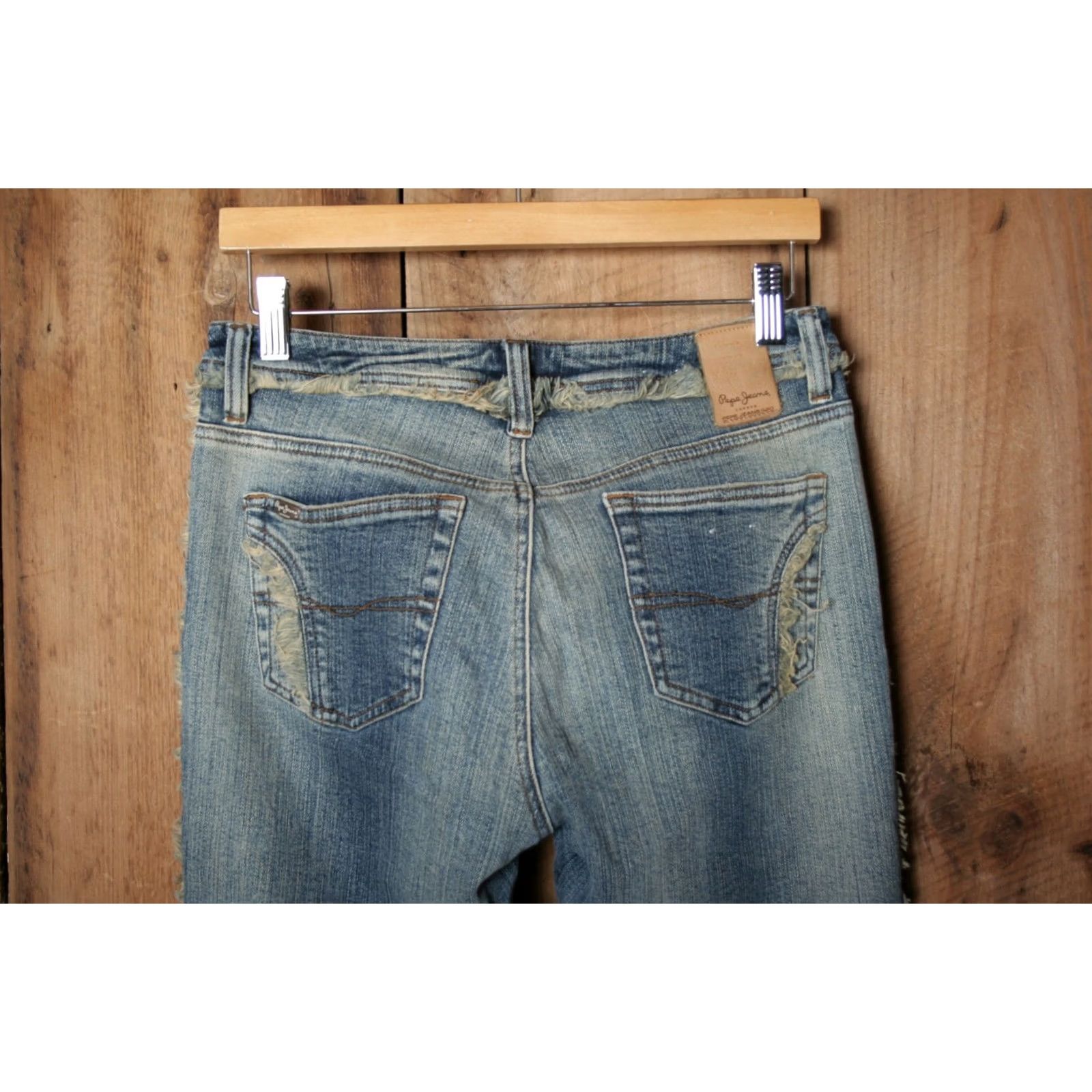Pepe Jeans VINTAGE Pepe Jeans Jeans Bootcut Women 28 Blue Denim Stretch Frayed Side Seams Corded Rise 8.5-10.5 Inseam 32 Mens Womens Girls Size 28" / US 6 / IT 42 - 4 Thumbnail