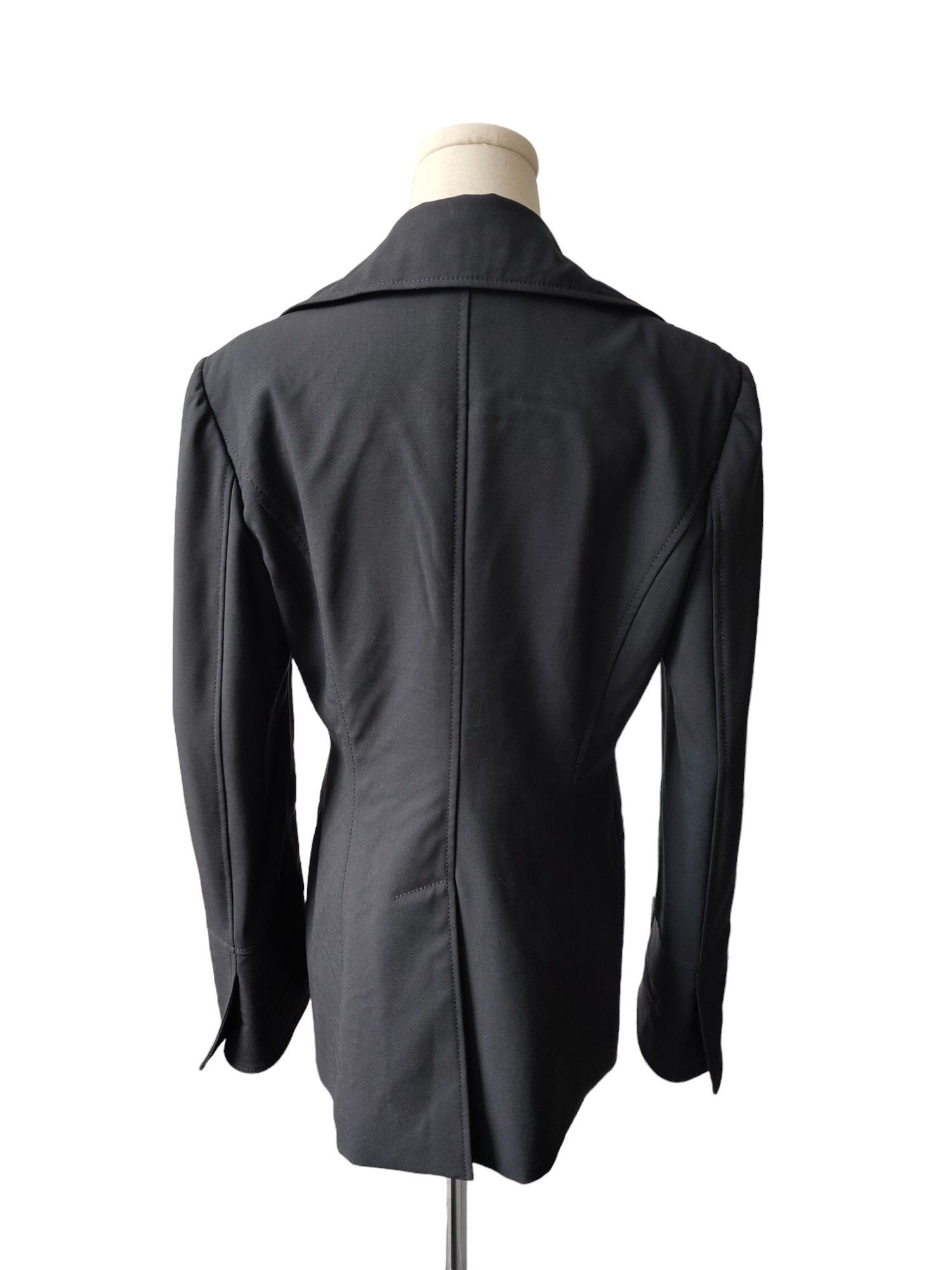 Alberta Ferretti Black Thin Wool Blazer With On-Tone Embroidery Size M / US 6-8 / IT 42-44 - 6 Thumbnail