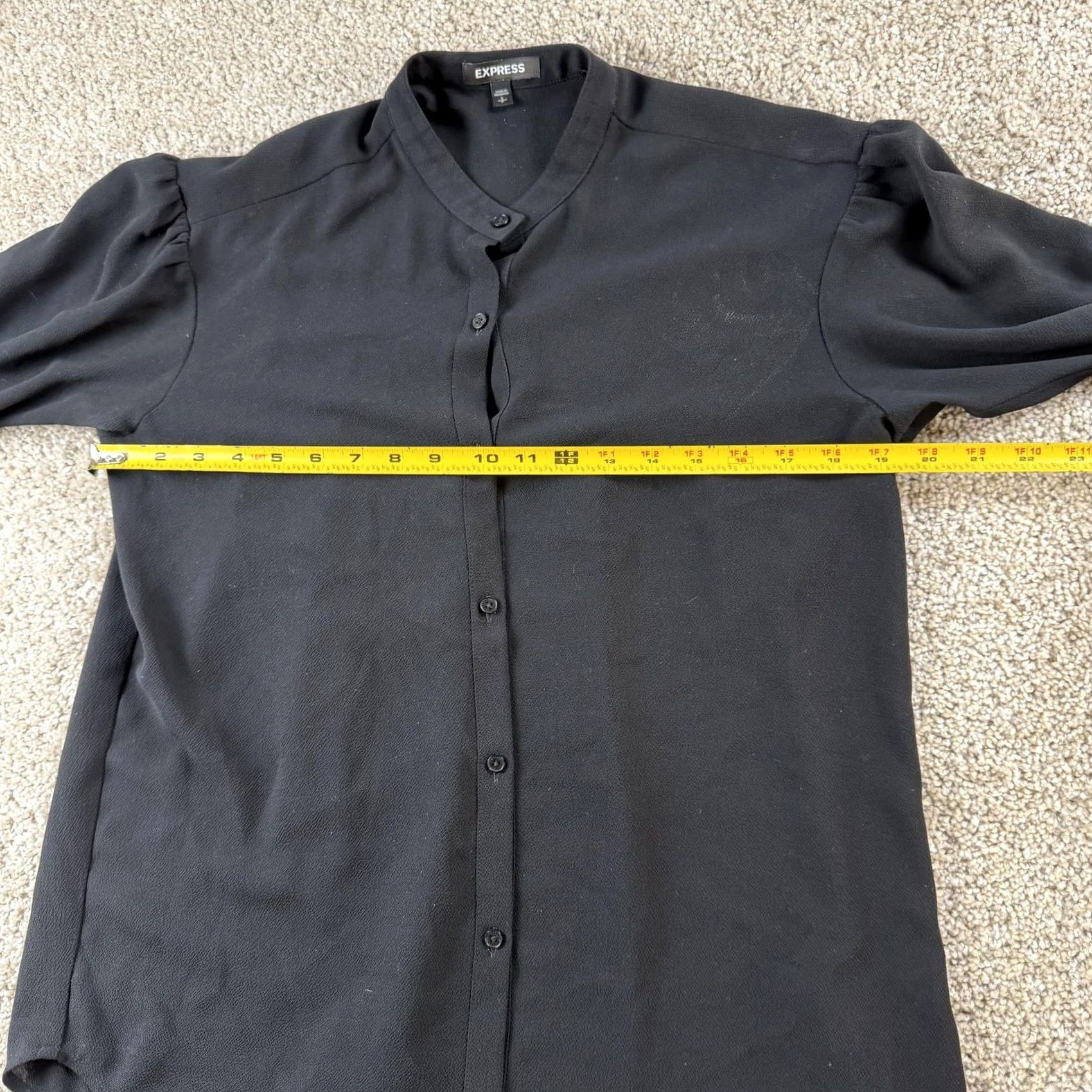 Express Express Blouse Womens S Black Button Front Long Sleeve Round Neck Top Size S / US 4 / IT 40 - 7 Thumbnail