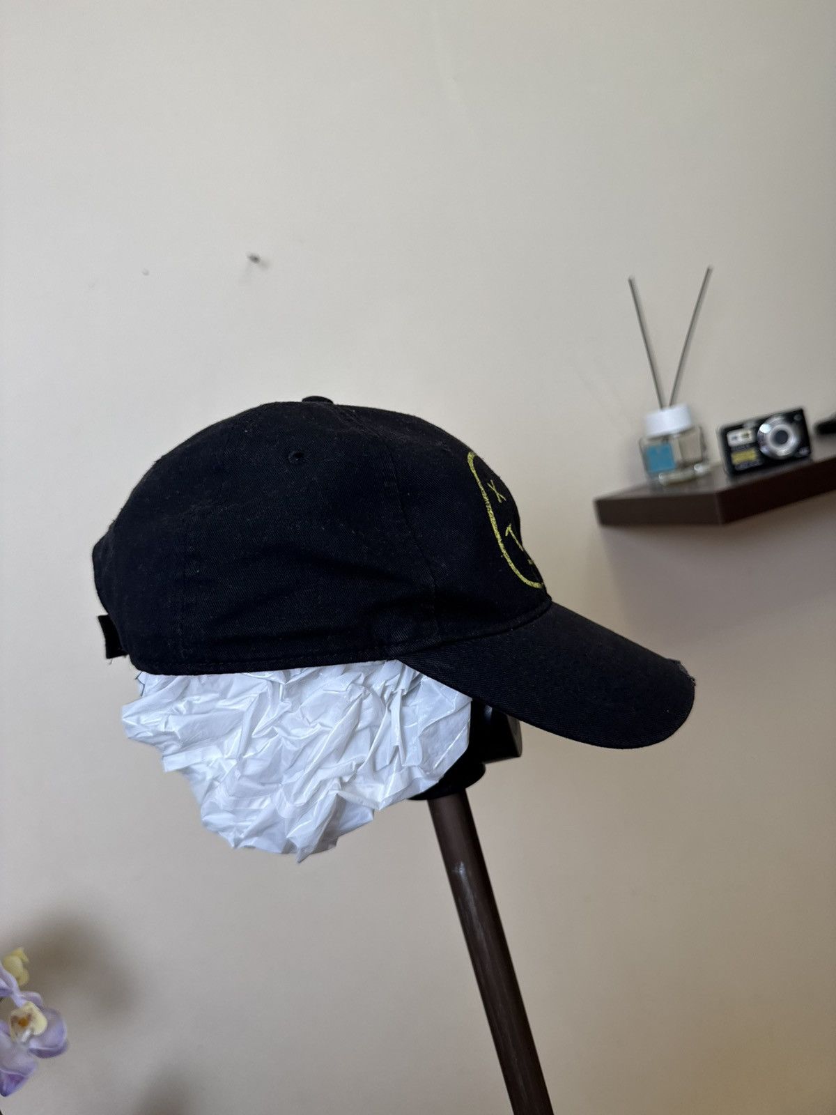 Nirvana Vintage Nirvana Cap Smiley Face Black 2011 Grunge Rock Band Size ONE SIZE - 12 Thumbnail
