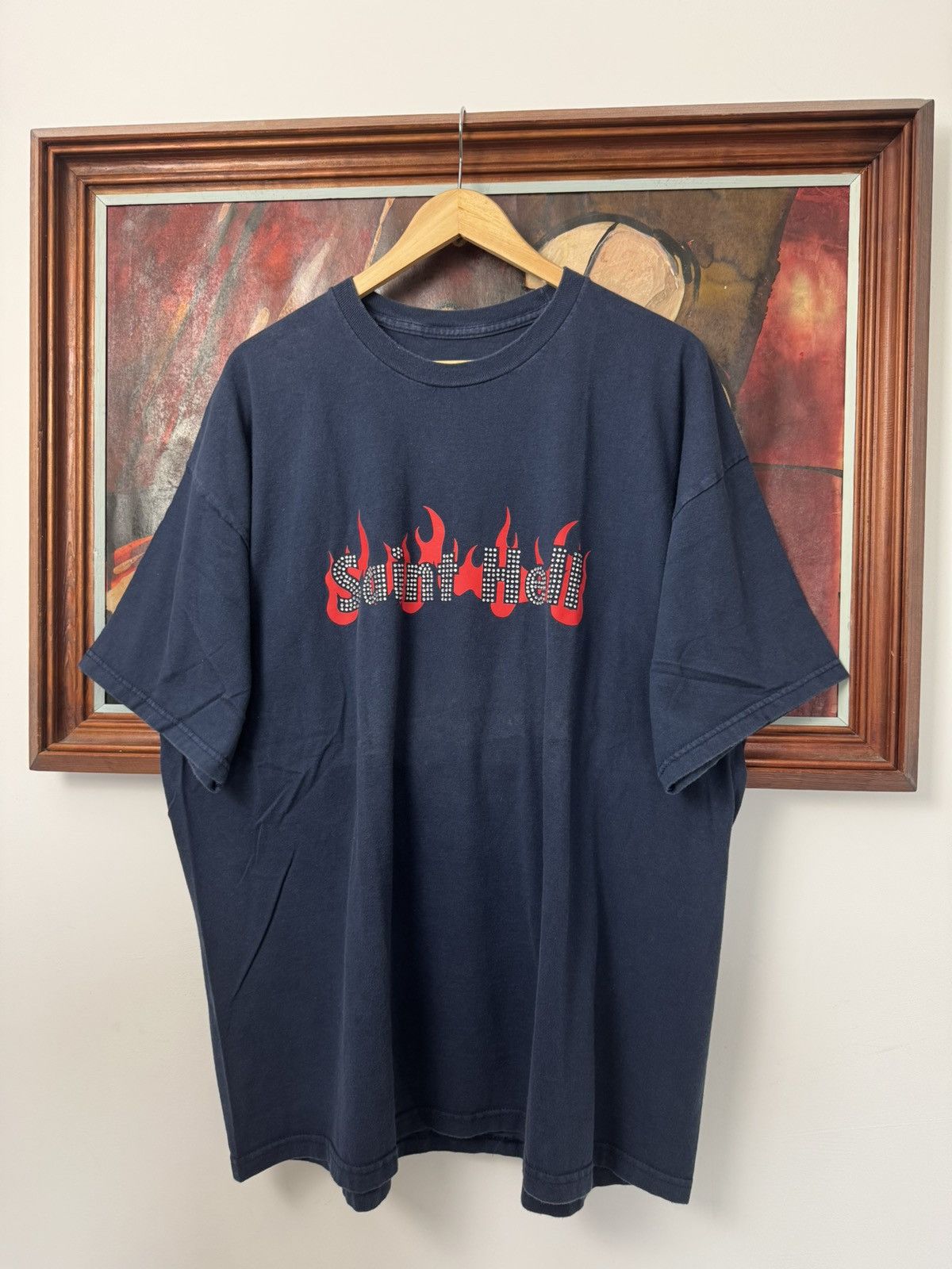 Vintage Vintage Tee Print Saint Hell Flame Logo Avant Garde Rare Size US XL / EU 56 / 4 - 1 Thumbnail