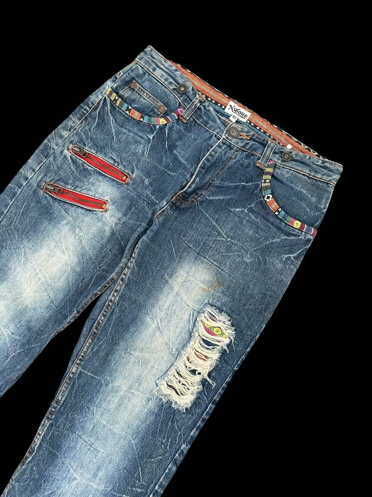 Japanese Brand × Kapital × Vintage Japanese Nylaus Distressed Punk Vintage Denim Jeans Size US 33 - 2 Thumbnail