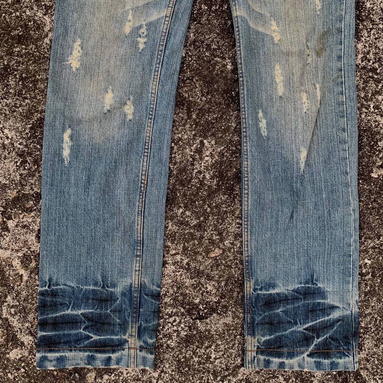 Japanese Brand Wooden Doll Ripped Jeans Light Blue Wash Denim Size US 34 / EU 50 - 4 Thumbnail