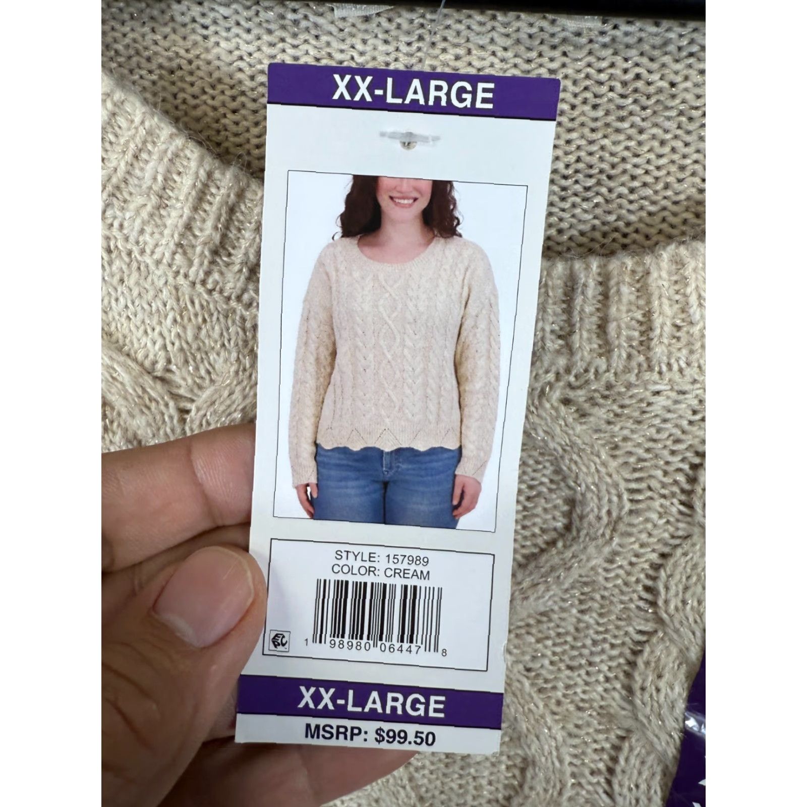 Lucky Brand Lucky Brand Sweater Womens 2XL Beige Gold Flecks Cable Knit Pullover NWT Size XXL / US 16-18 / IT 52-54 - 6 Thumbnail