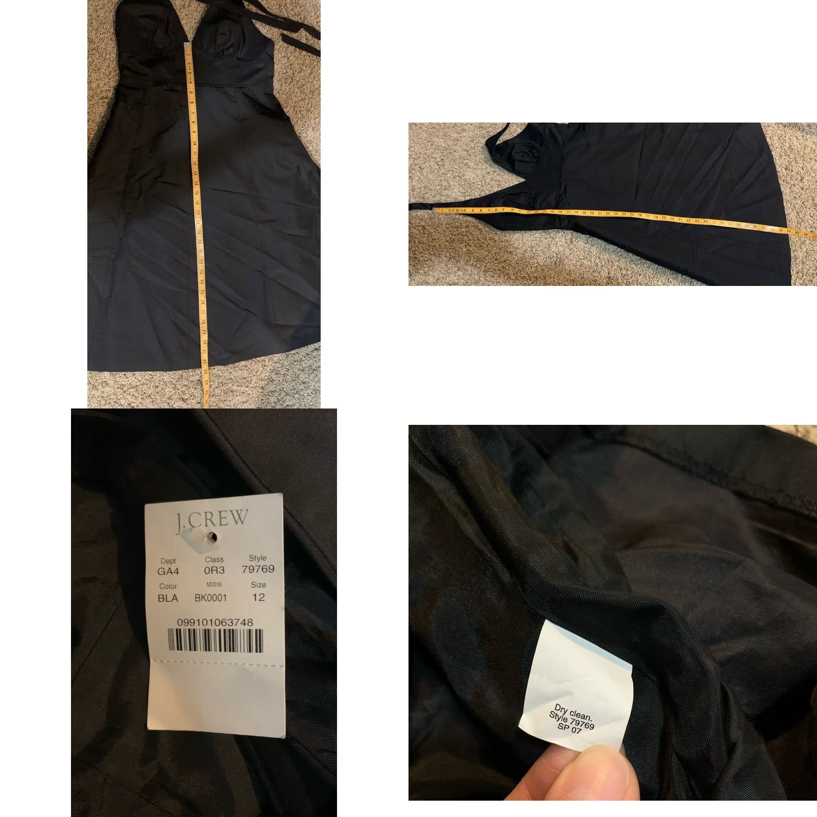 J.Crew NWT J.Crew Black Halter Dress Silk 100% A-Line Sleeveless Lined Zip Knee Length Party Cocktail Wedding 12 Women Men? Size XL / US 12-14 / IT 48-50 - 8 Thumbnail