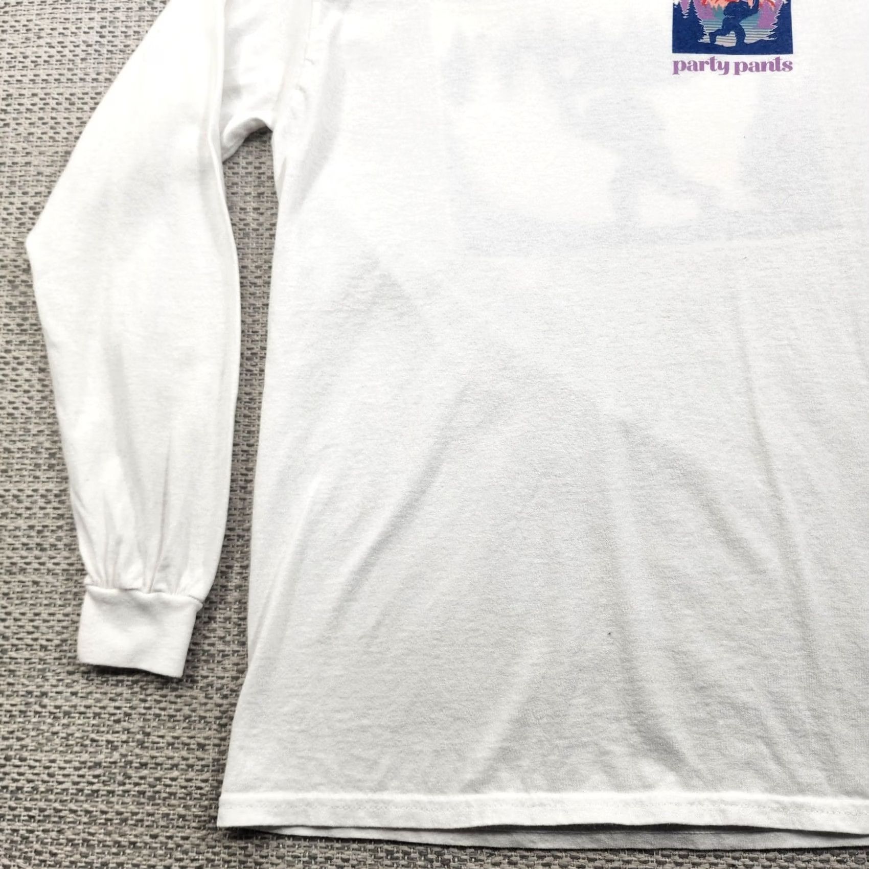 Vintage Party Pants Shirt Mens Long Sleeve White Graphic Bigfoot Sasquatch Tee Size US M / EU 48-50 / 2 - 5 Thumbnail