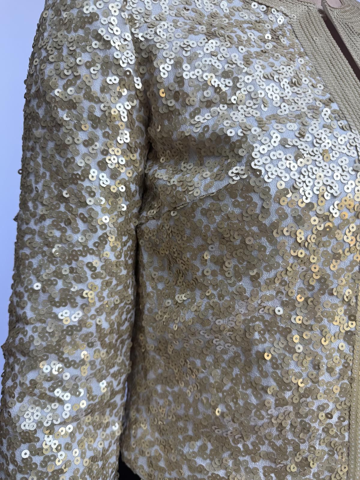 Designer DONCASTER Evening Collection Gold Sequined Cardigan Size XS / US 0-2 / IT 36-38 - 4 Thumbnail