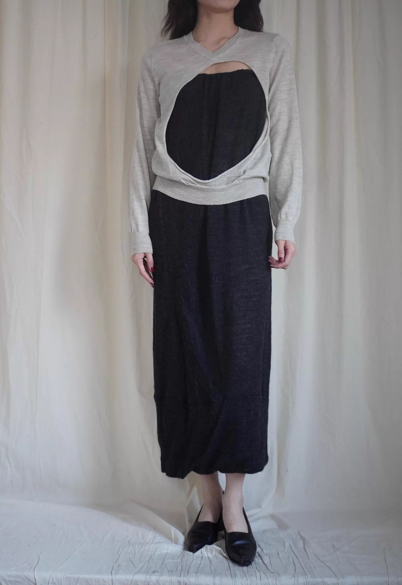 Y's Y's Yohji Yamamoto women multi-wear wool maxi dress gray SZ3 Size L / US 10 / IT 46 - 9 Thumbnail