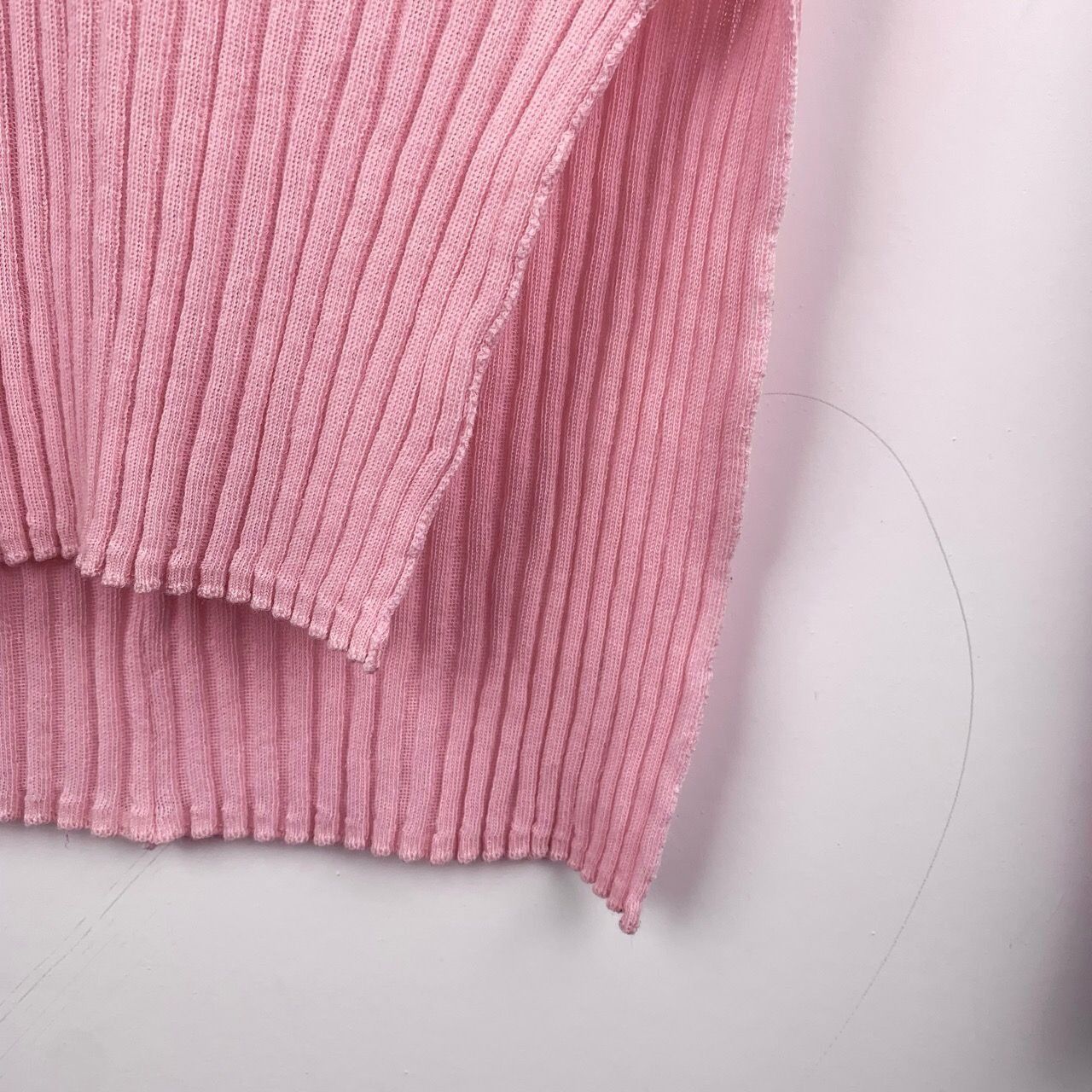 Celine Celine Pink Ribbed Long Sleeve Knit Top With Contrast Trim X Size XS / US 0-2 / IT 36-38 - 5 Thumbnail