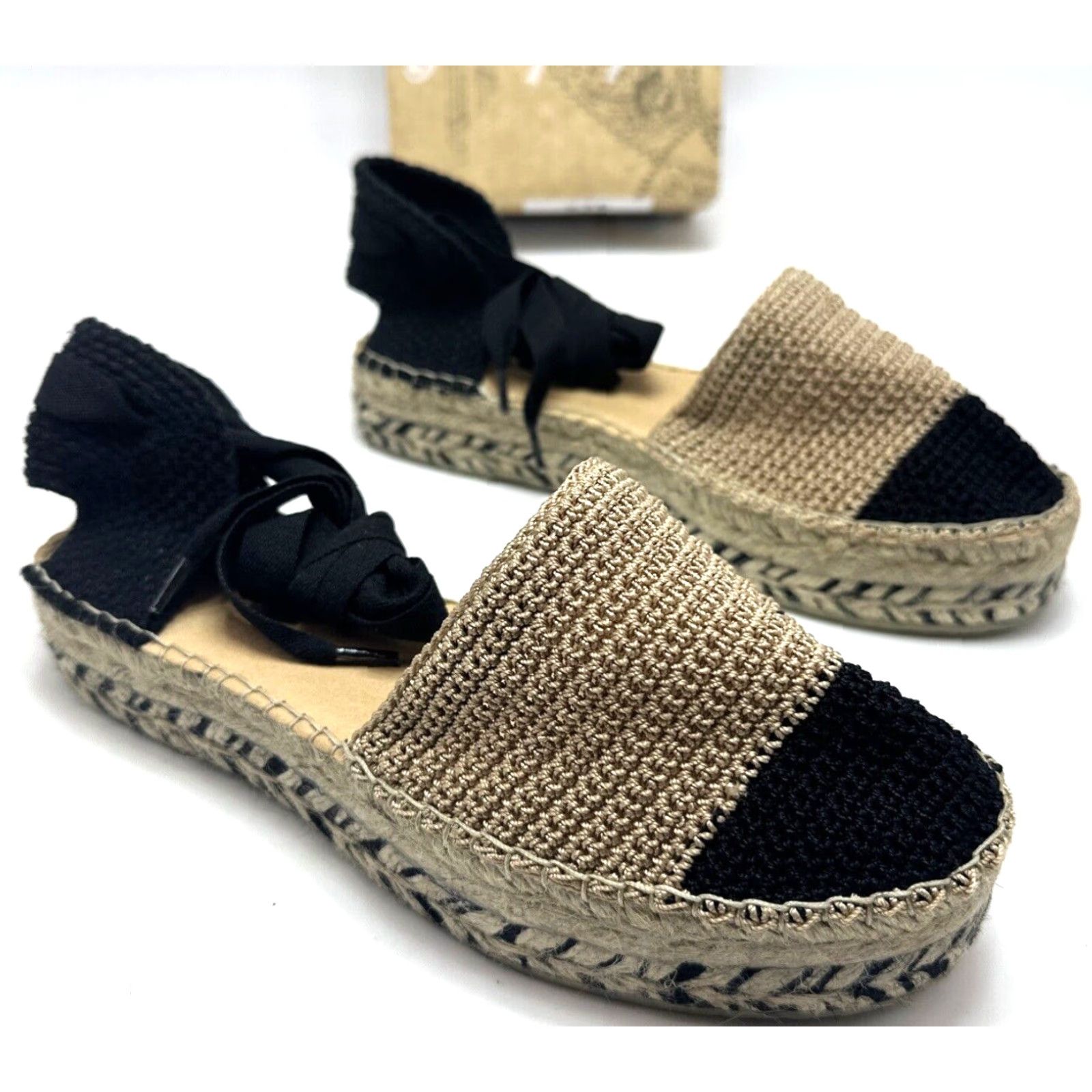 Free People Free People Island Time Wrap Espadrille Sandal Black/Tan US Size 8.5 EU 39 Sandal Women Bohemian Flat Heel 1 in M Multicolor Spain Size US 9 / IT 39 - 2 Thumbnail
