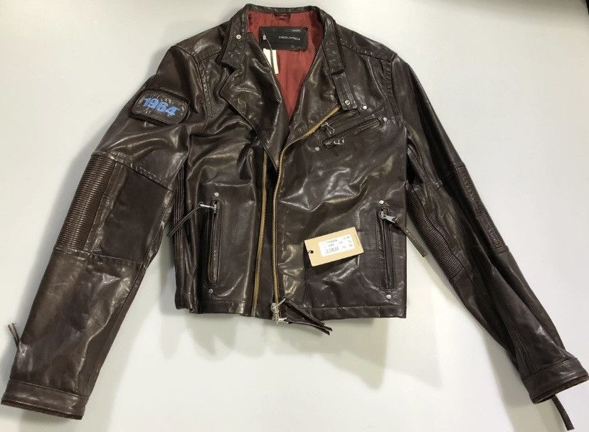 Dsquared2 Dsquared2 🇮🇹 Ovine Leather Accordion Edge Biker Jacket 54 NEW Size US L / EU 52-54 / 3 - 1 Thumbnail