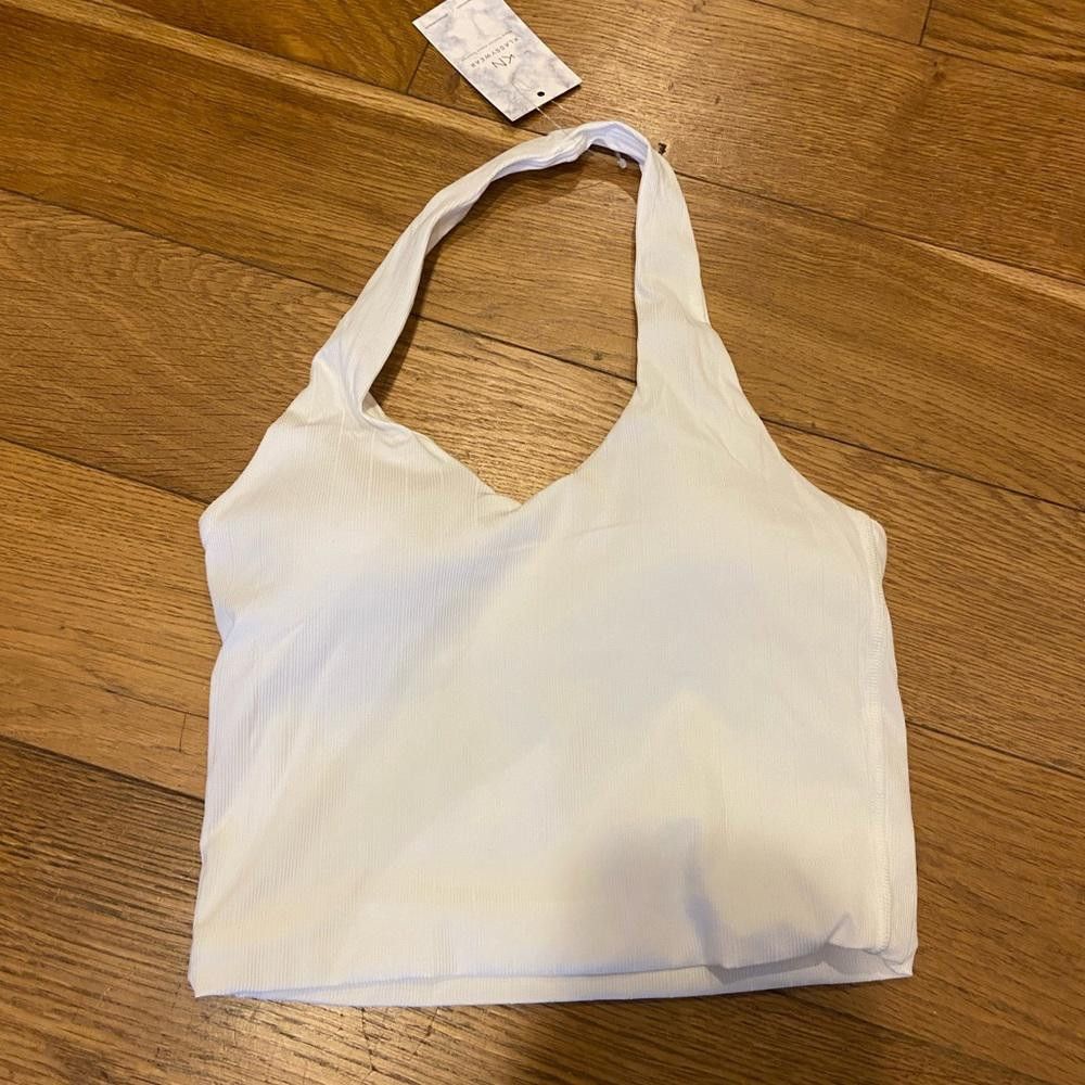 Designer Klassy Network White Halter Padded Crop Top Size XS / US 0-2 / IT 36-38 - 3 Thumbnail
