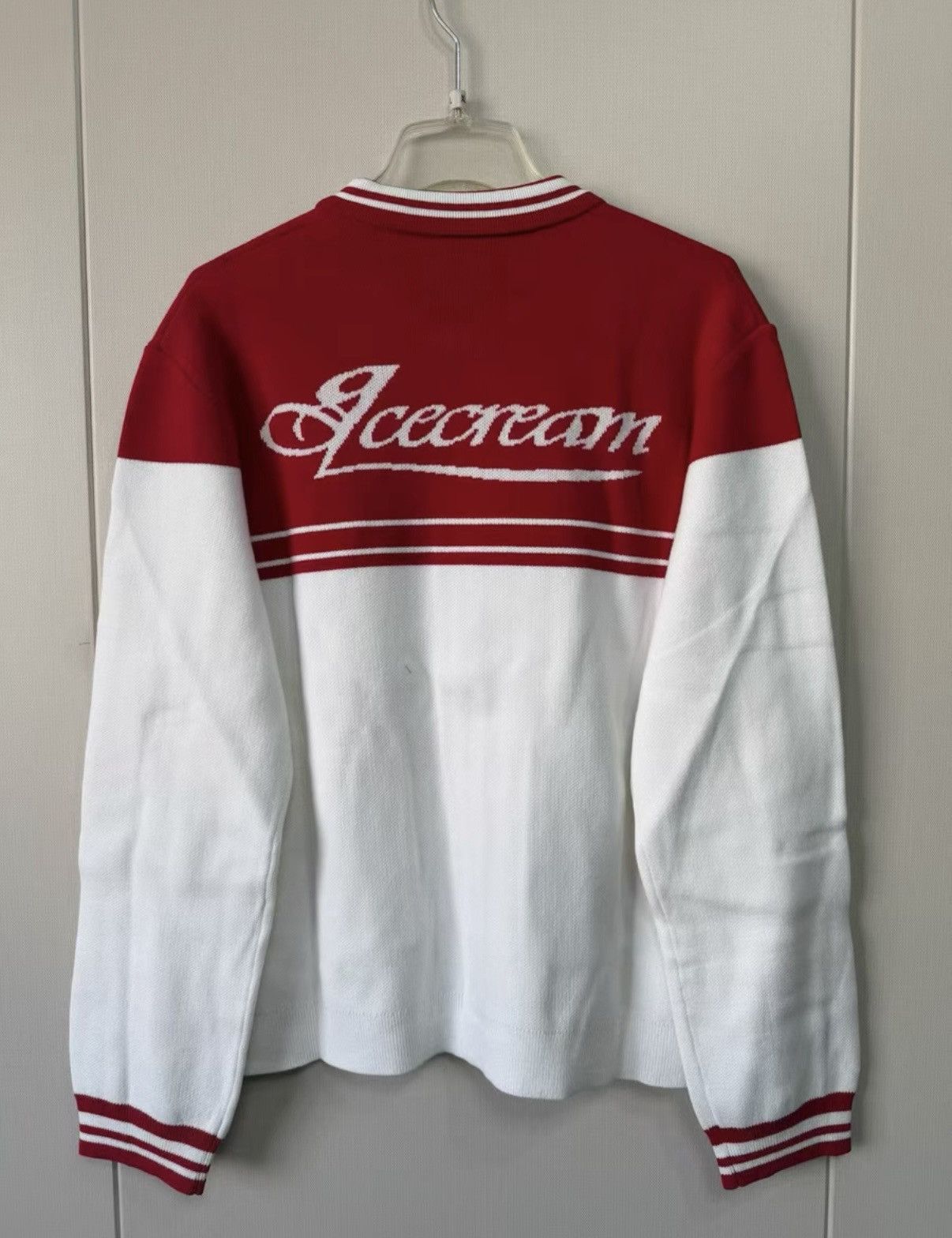 Billionaire Boys Club Billionaire Boys Club Red & White Color-Block Knit Cardigan Size US M / EU 48-50 / 2 - 2 Thumbnail