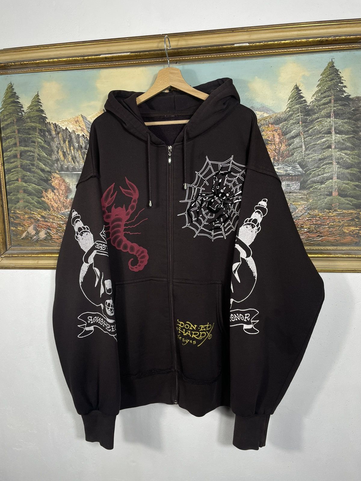 Christian Audigier Ed Hardy Retro 00s Hoodie With Crystals Affliction Grunge Size US XXL / EU 58 / 5 - 4 Thumbnail