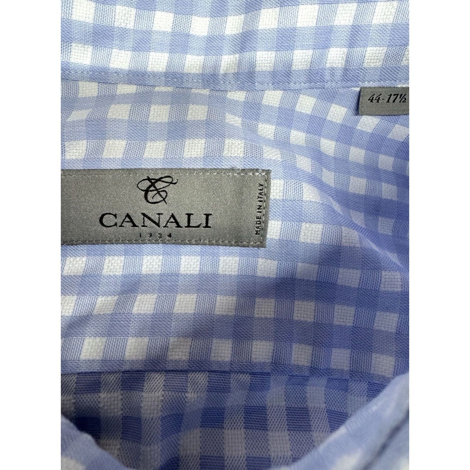 Canali Canali 1934 Shirt 44/17.5 Blue White Check Plaid Long Sleeve Button Up EUC Men’s Size US XL / EU 56 / 4 - 2 Thumbnail