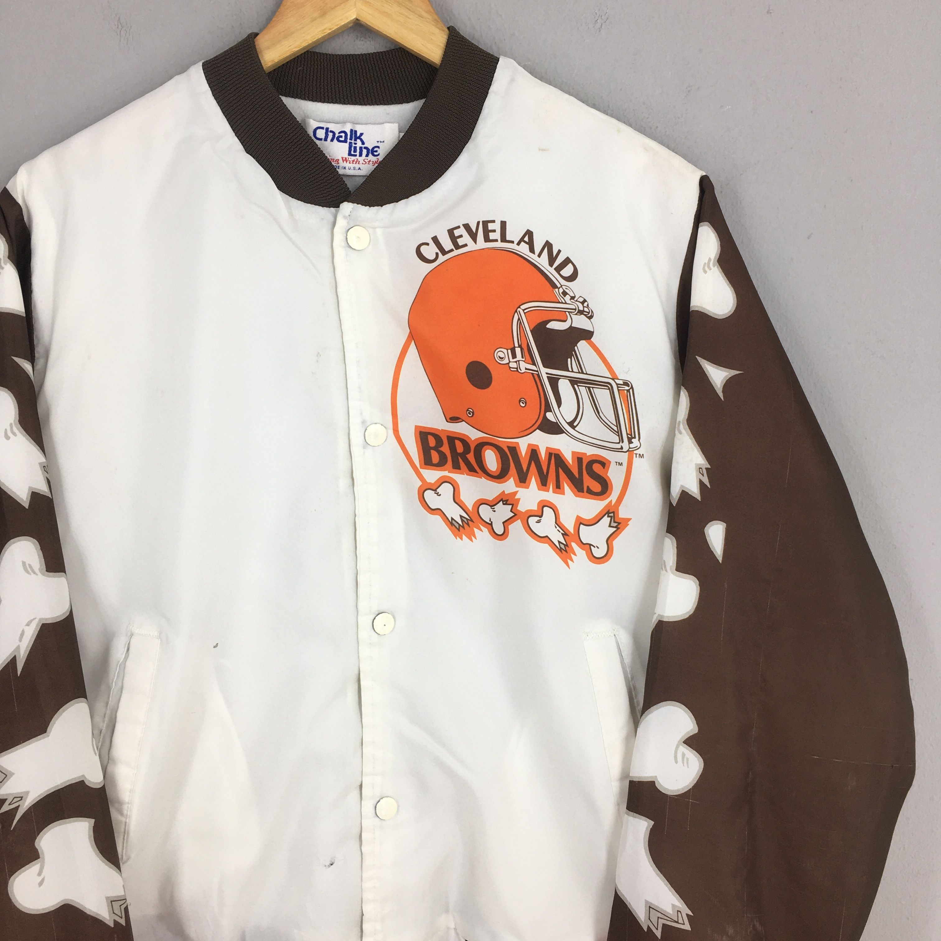 Chalk Line Vintage 90s Cleveland Browns Dawgs NFL Varsity Jacket Medium Size US M / EU 48-50 / 2 - 4 Thumbnail
