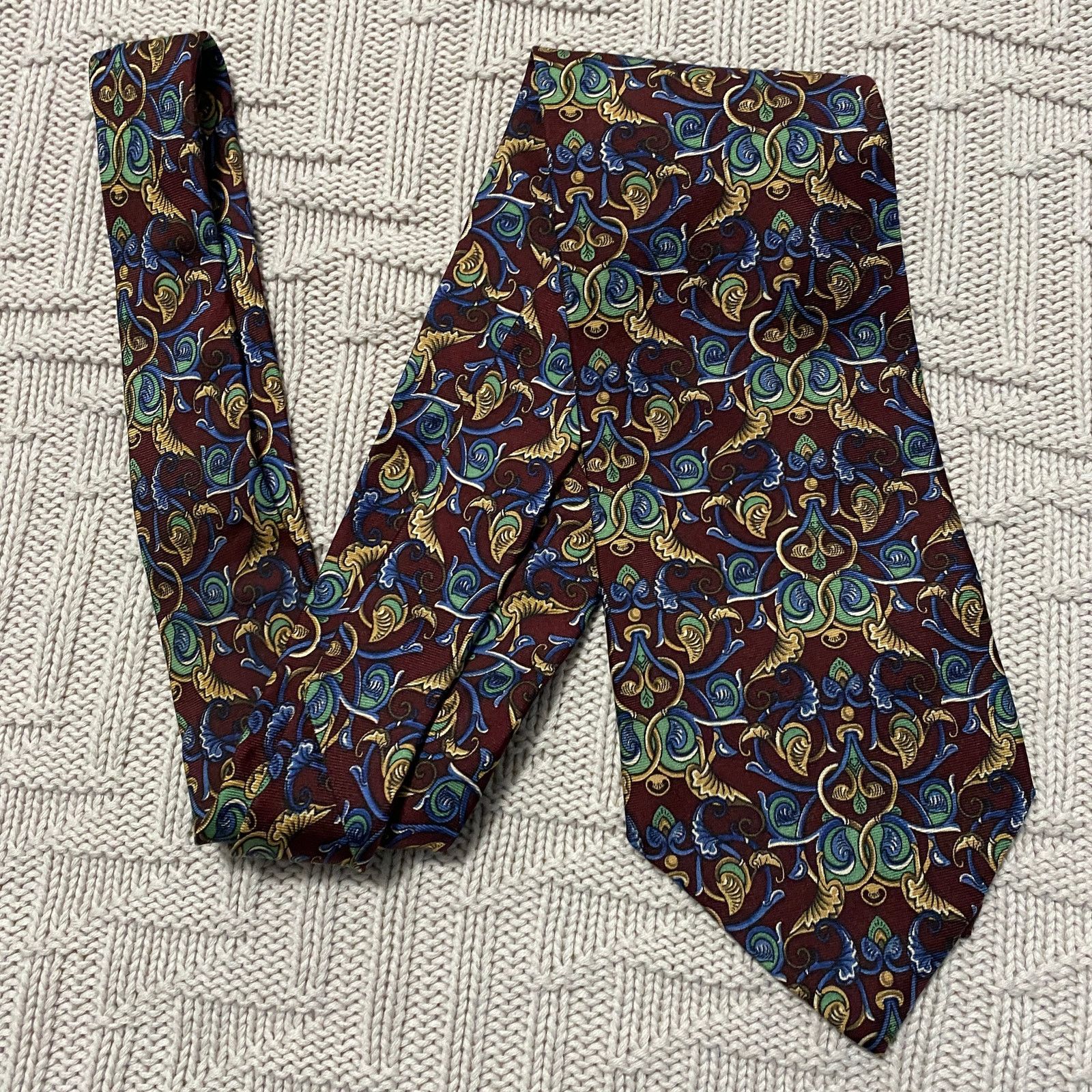 Dior Dior maroon scroll print silk tie Size ONE SIZE - 1 Thumbnail