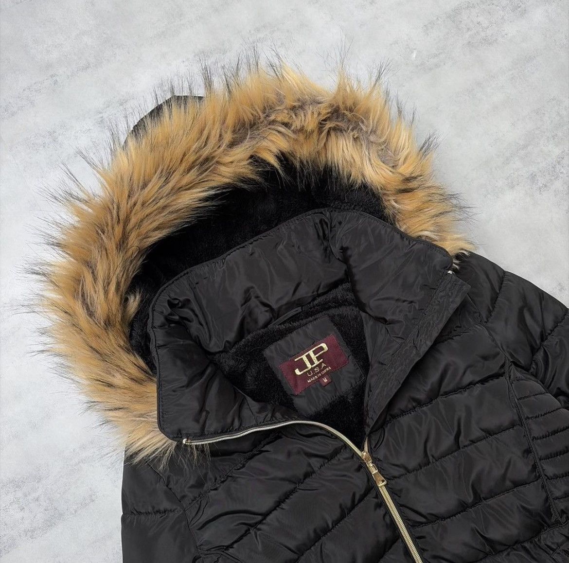 Other Y2K Black JP USA Grunge Faux Fur Hooded Puffer Jacket Size M / US 6-8 / IT 42-44 - 4 Thumbnail