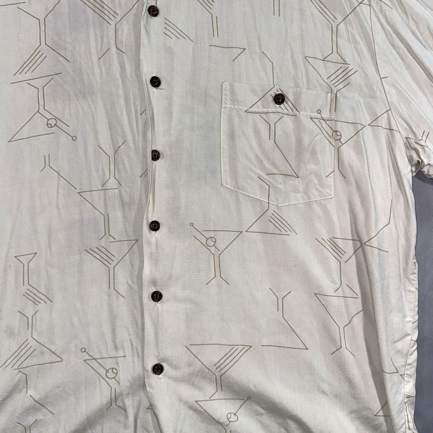 Tori Richard Tori Richard Shirt Mens 2XL White Martini Cocktail Short Sleeve Button Front Pattern Graphic Print Pockets Vintage No Size US XXL / EU 58 / 5 - 4 Thumbnail