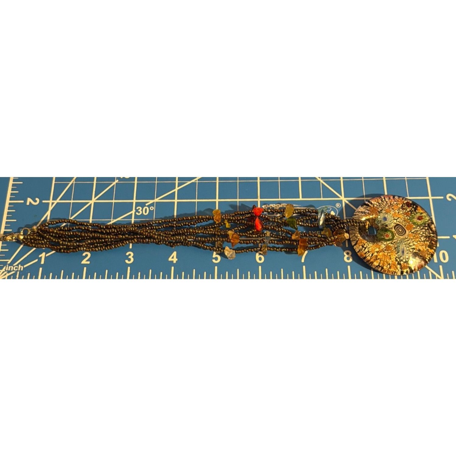 Other Multicolor Beaded Necklace Glass Stone Dichroic Round Pendan Size ONE SIZE - 4 Thumbnail