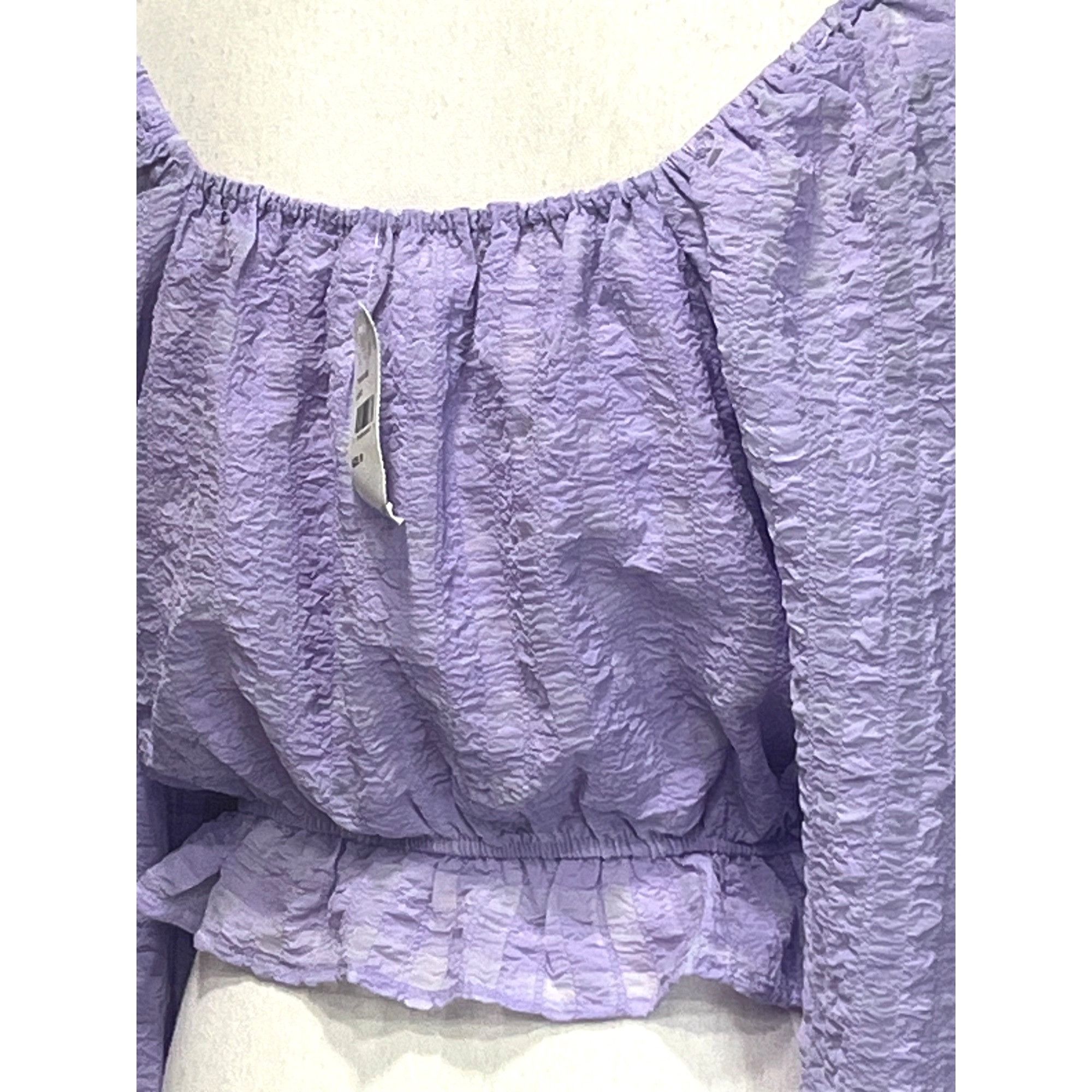 Other Lush women’s Cropped Volume Sleeves Peplum Top, Lilac, Sz. M Size M / US 6-8 / IT 42-44 - 4 Thumbnail