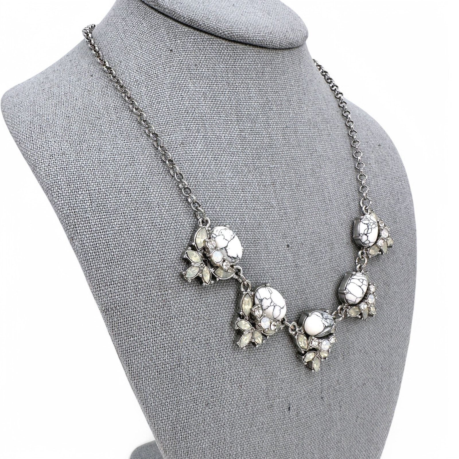 Loft Loft Rhinestone Statement Necklace White and Gray Size ONE SIZE - 4 Thumbnail