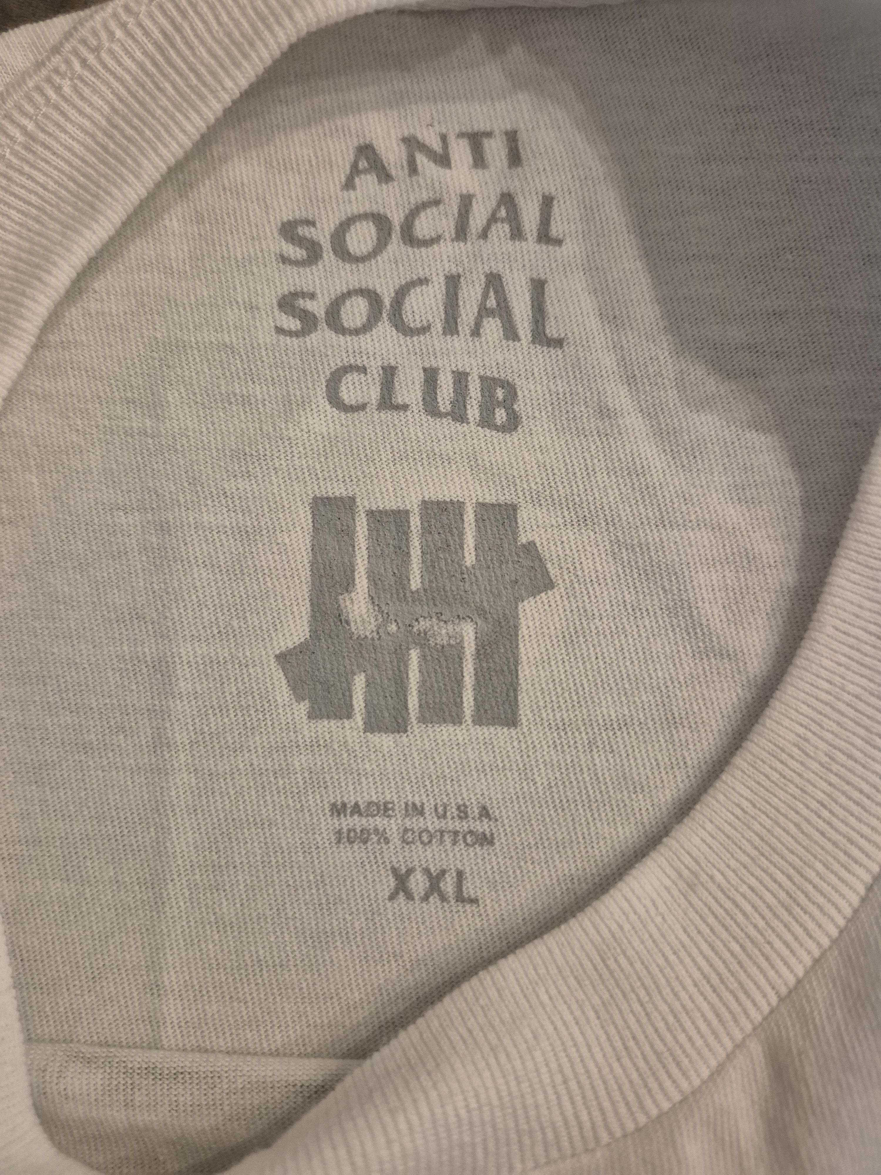 Anti Social Social Club × Undefeated Anti Social Club Undefeated Collab White Tee Shirt Size 2XL Size US XXL / EU 58 / 5 - 3 Thumbnail