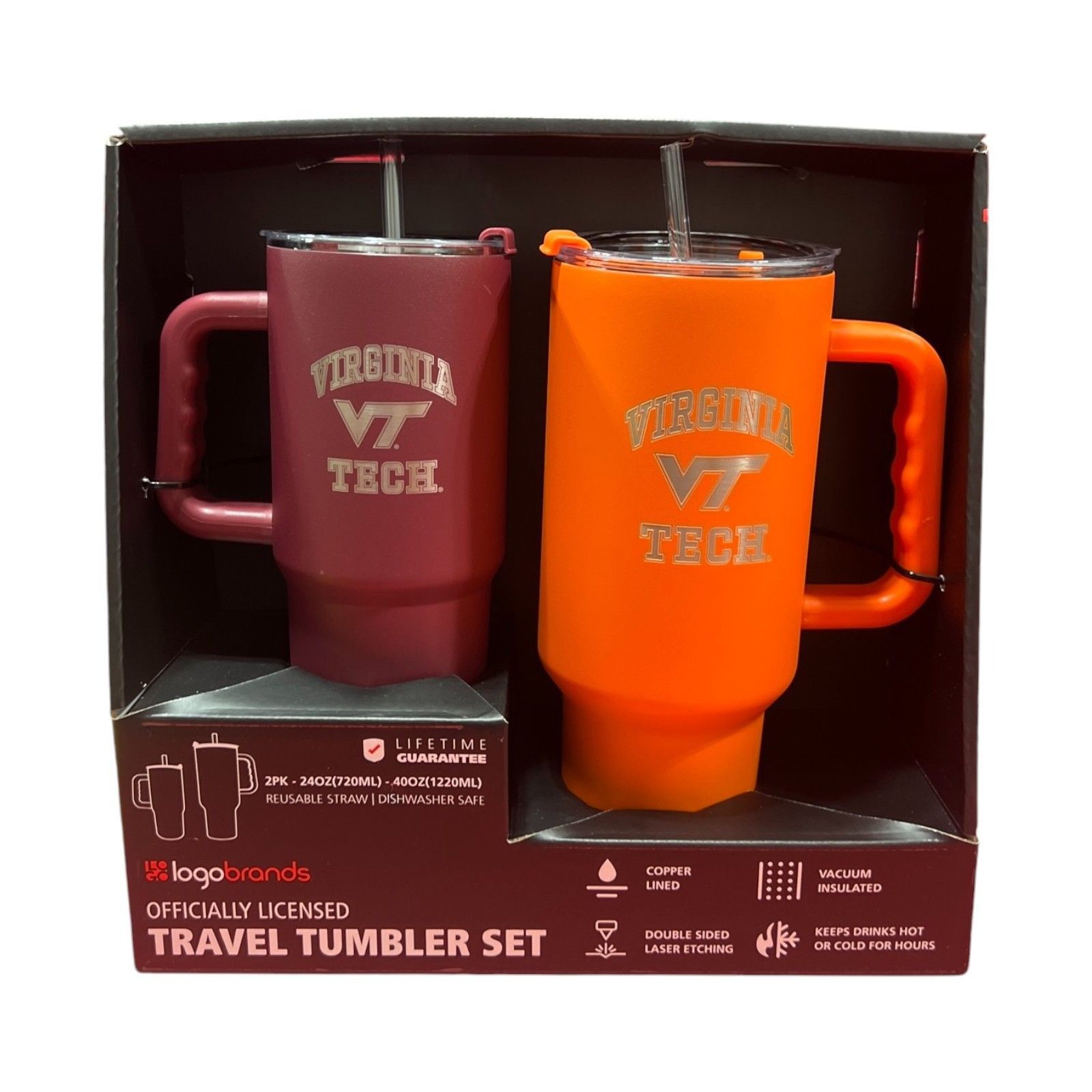 Other Logo Brands - Travel Tumblers Set (2 Pk) - 24oz (720ml) - 40 Size ONE SIZE - 13 Thumbnail