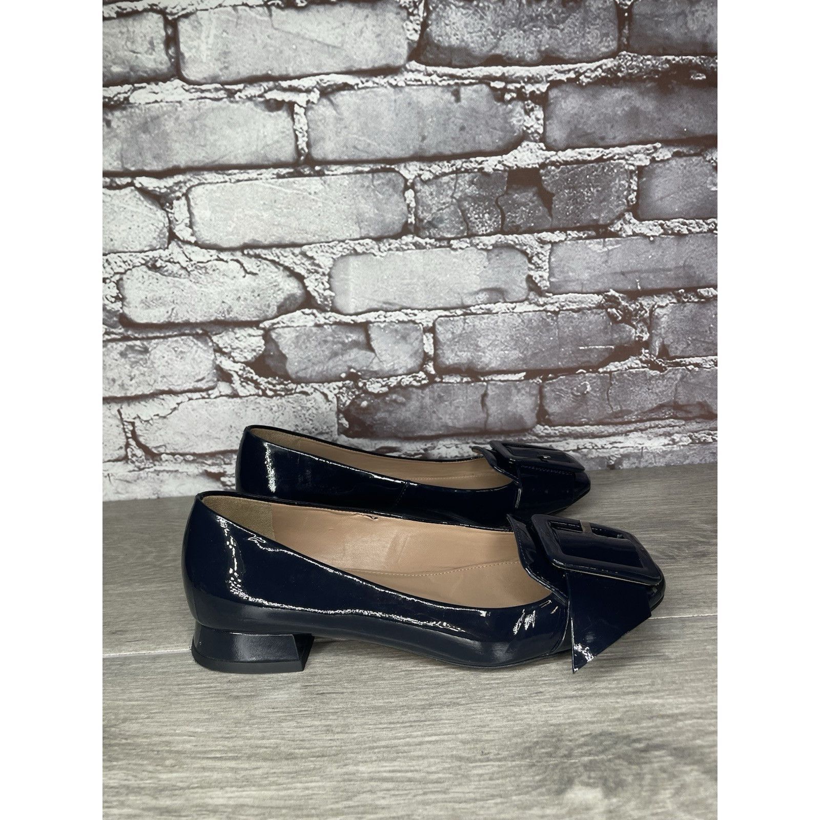 Whistles Whistles Navy Blue Patent Buckle Strap Pumps Block Heels Wo Size US 5.5 / IT 35.5 - 4 Thumbnail