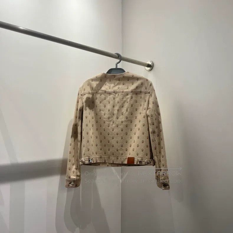 Hermes Hermes Light beige denim jacket with full-print logo Size XS / US 0-2 / IT 36-38 - 5 Thumbnail