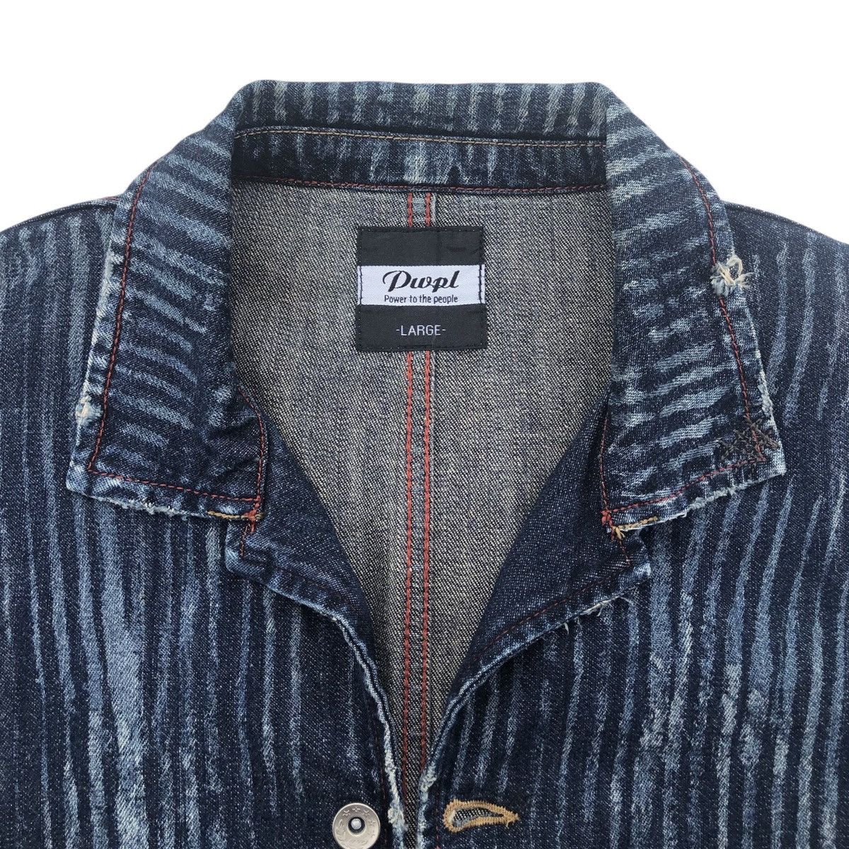 Japanese Brand Japanese Pwpl Riot Striped Indigo Workers Chore Denim Jacket Size US L / EU 52-54 / 3 - 14 Thumbnail